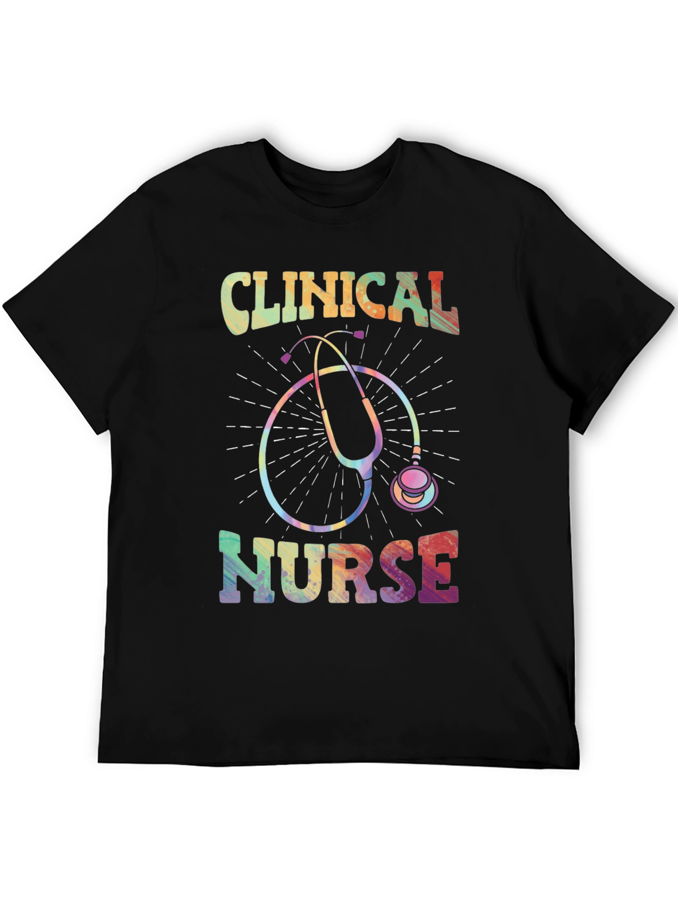 Clinical Nurse Rainbow Stethoscope Graphic Tee