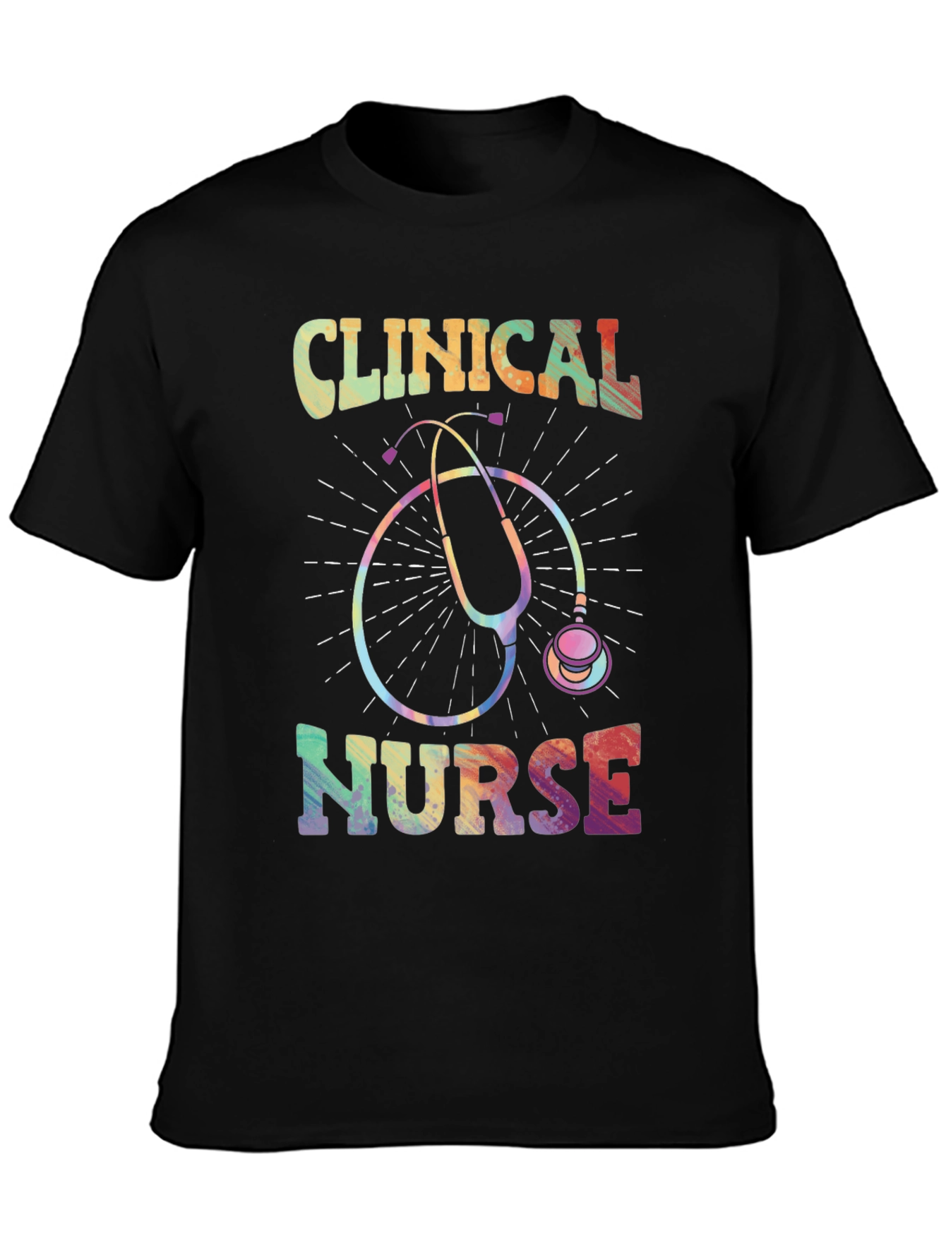 Clinical Nurse Rainbow Stethoscope Graphic Tee