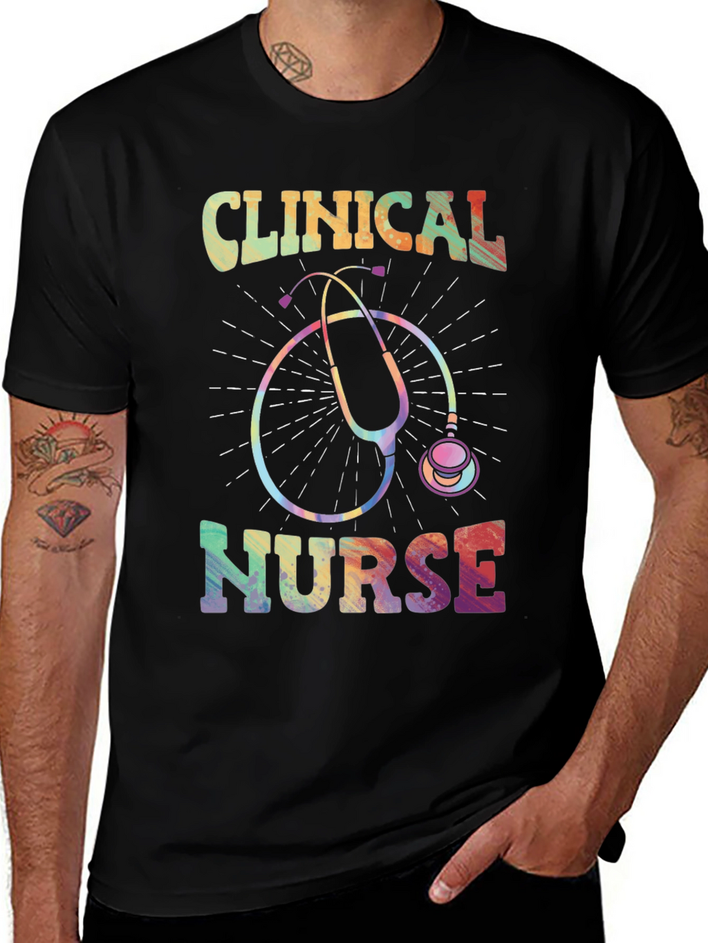 Clinical Nurse Rainbow Stethoscope Graphic Tee
