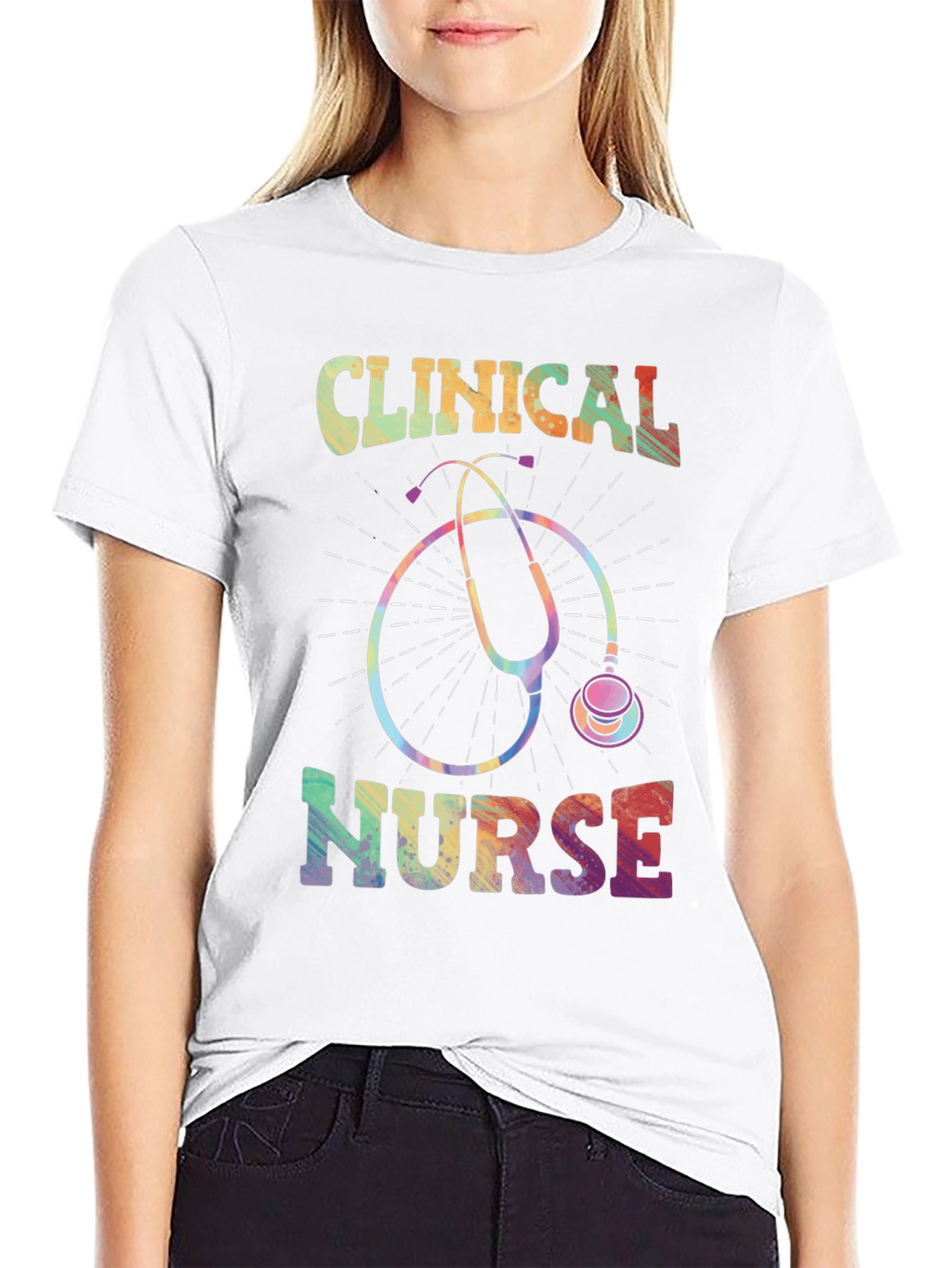 Clinical Nurse Rainbow Stethoscope Graphic Tee