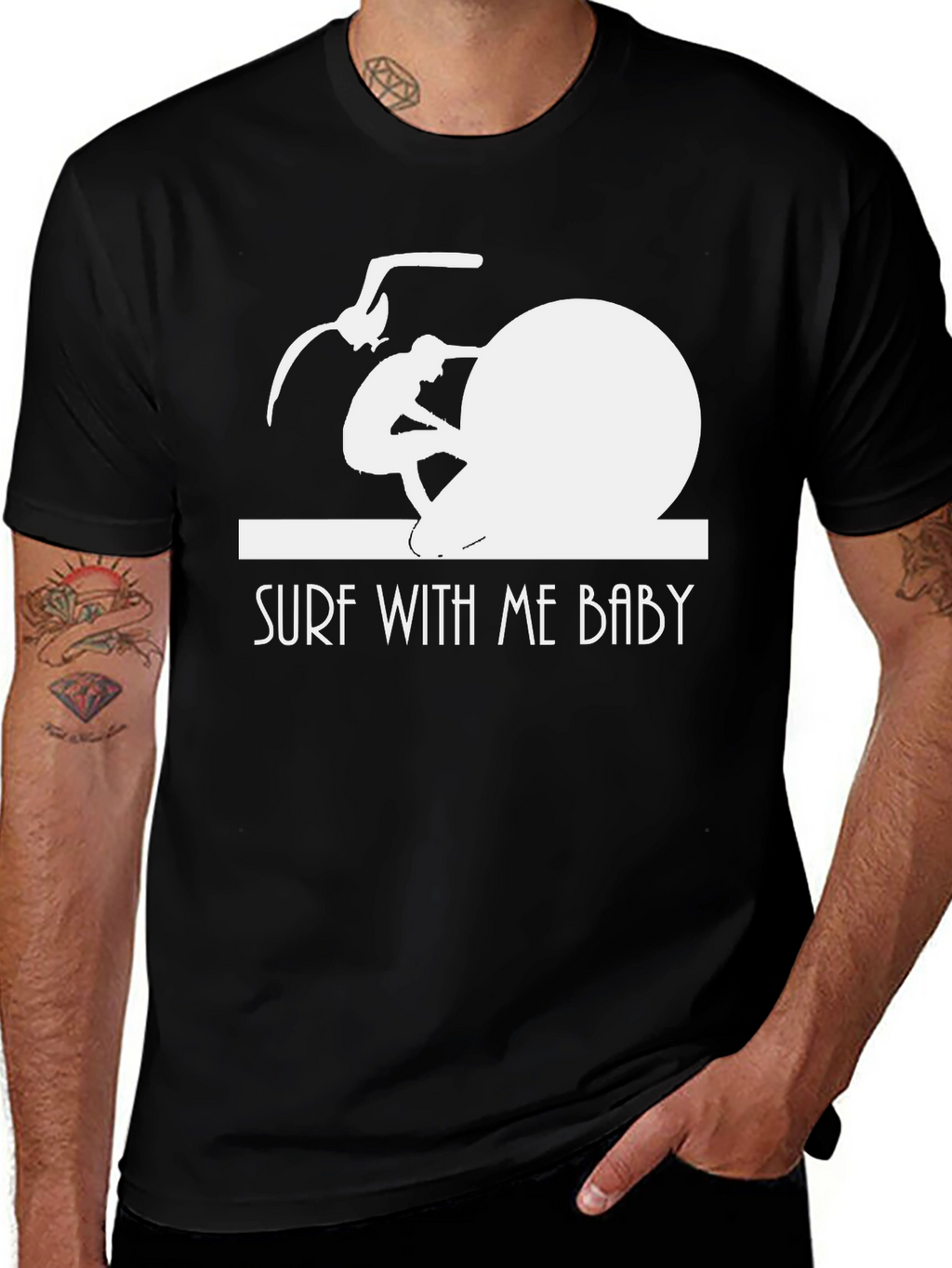 Surf With Me Baby T-Shirt - Black