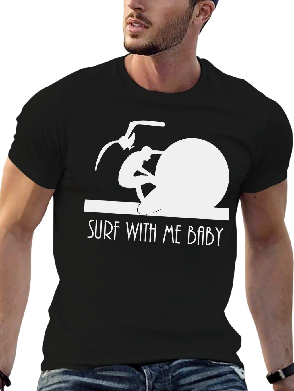 Surf With Me Baby T-Shirt - Black