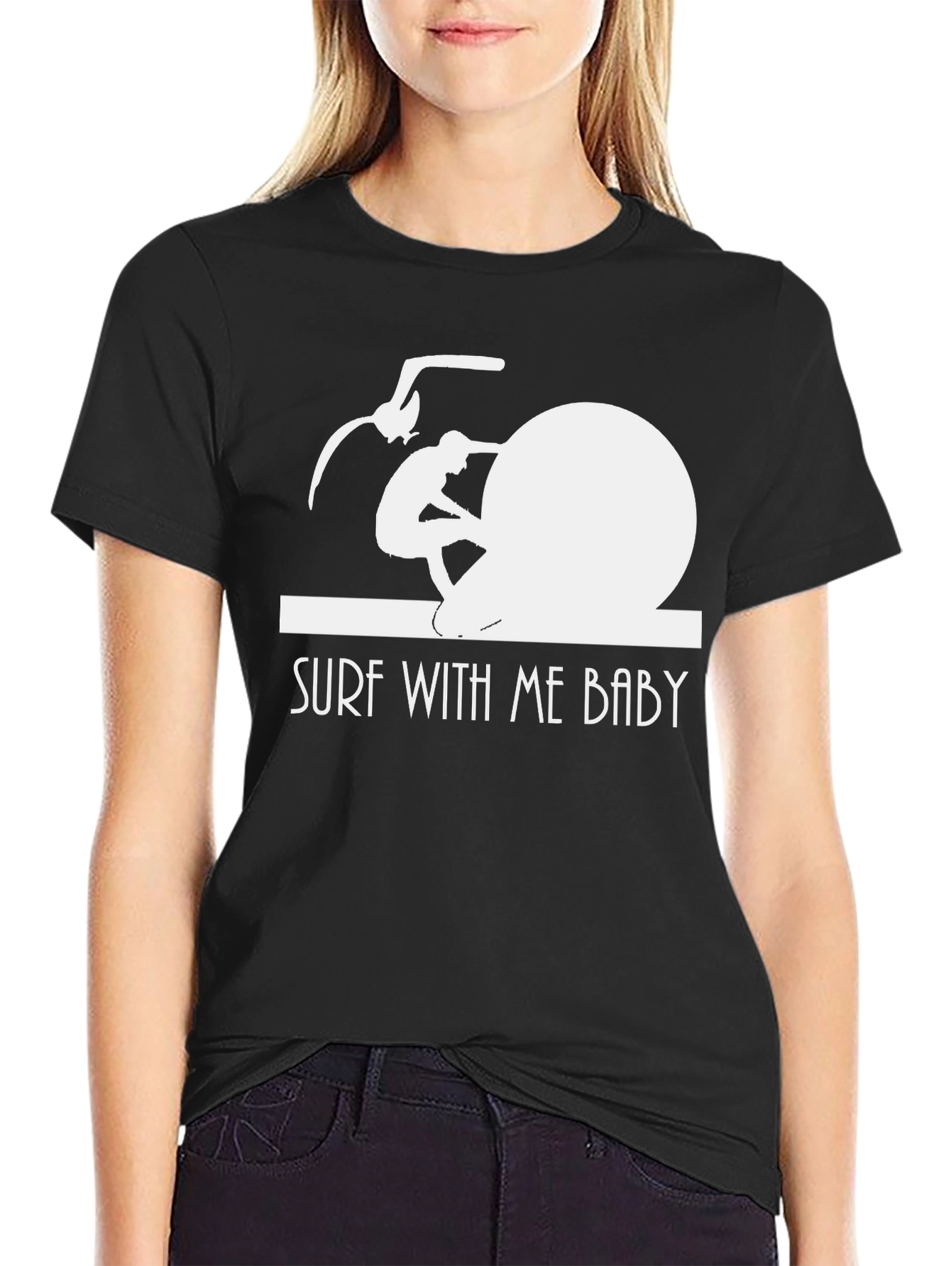 Surf With Me Baby T-Shirt - Black