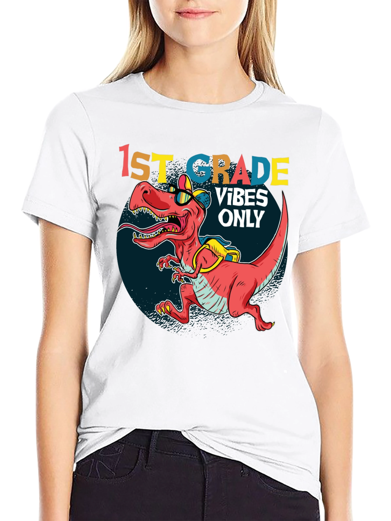 1st Grade Vibes Only T-Rex Tee