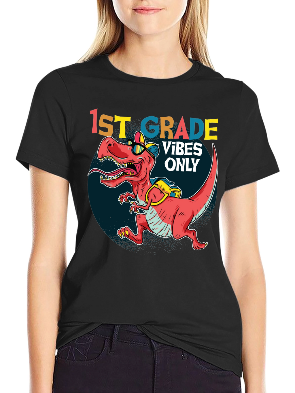 1st Grade Vibes Only T-Rex Tee