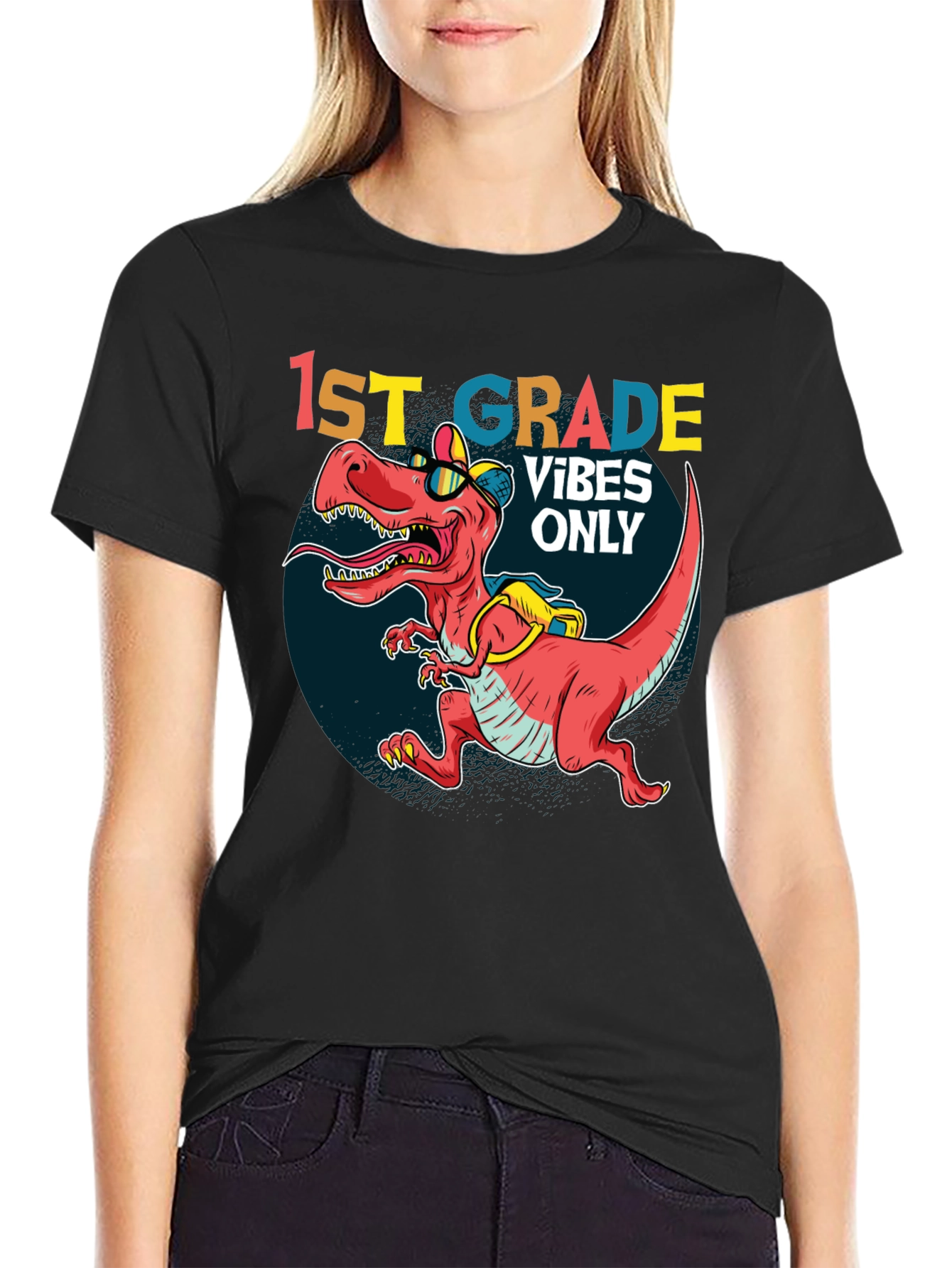 1st Grade Vibes Only T-Rex Tee