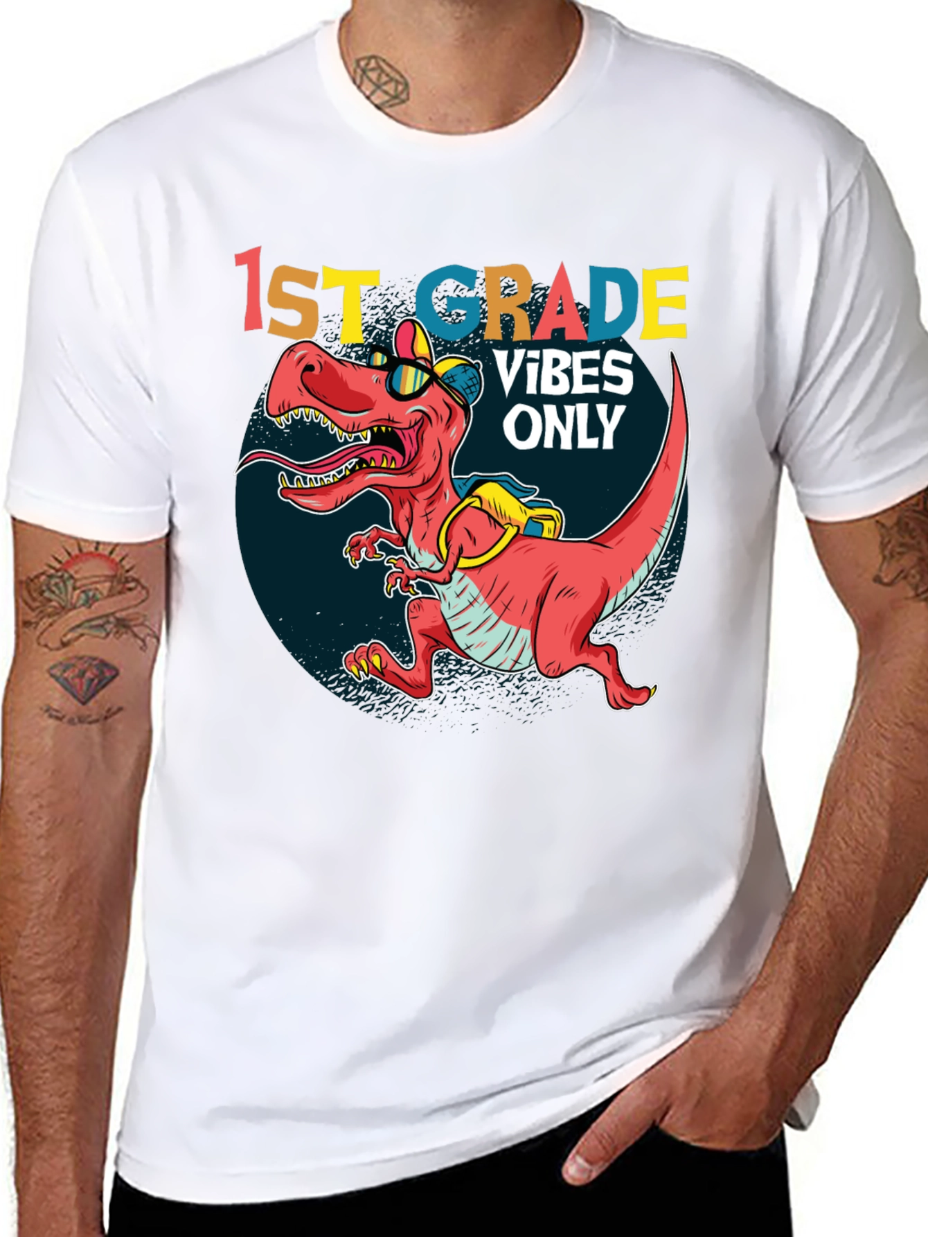 1st Grade Vibes Only T-Rex Tee