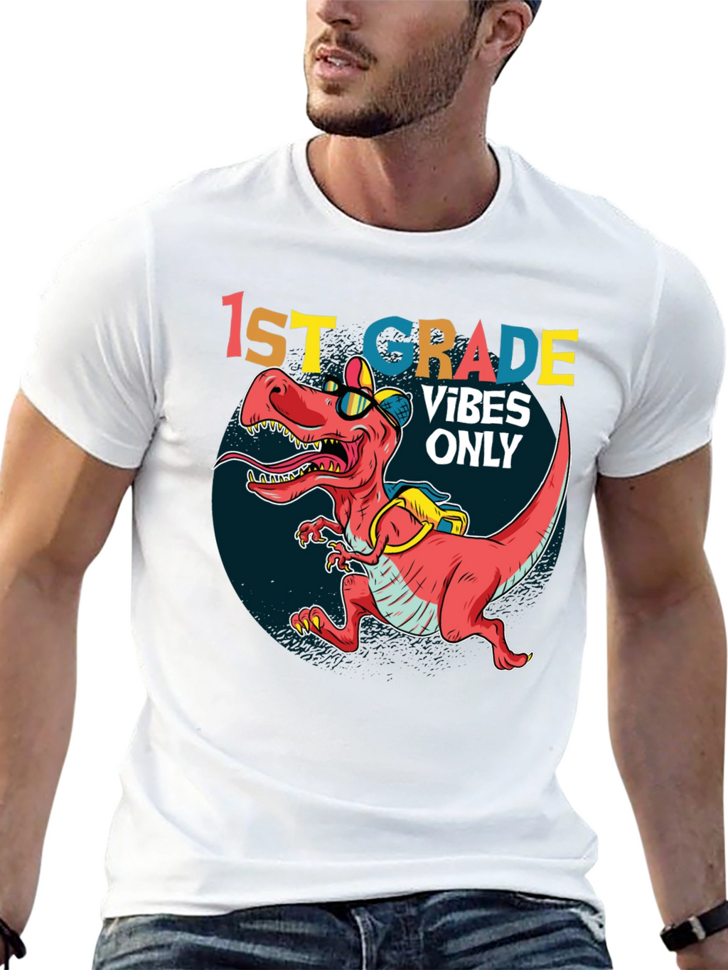 1st Grade Vibes Only T-Rex Tee