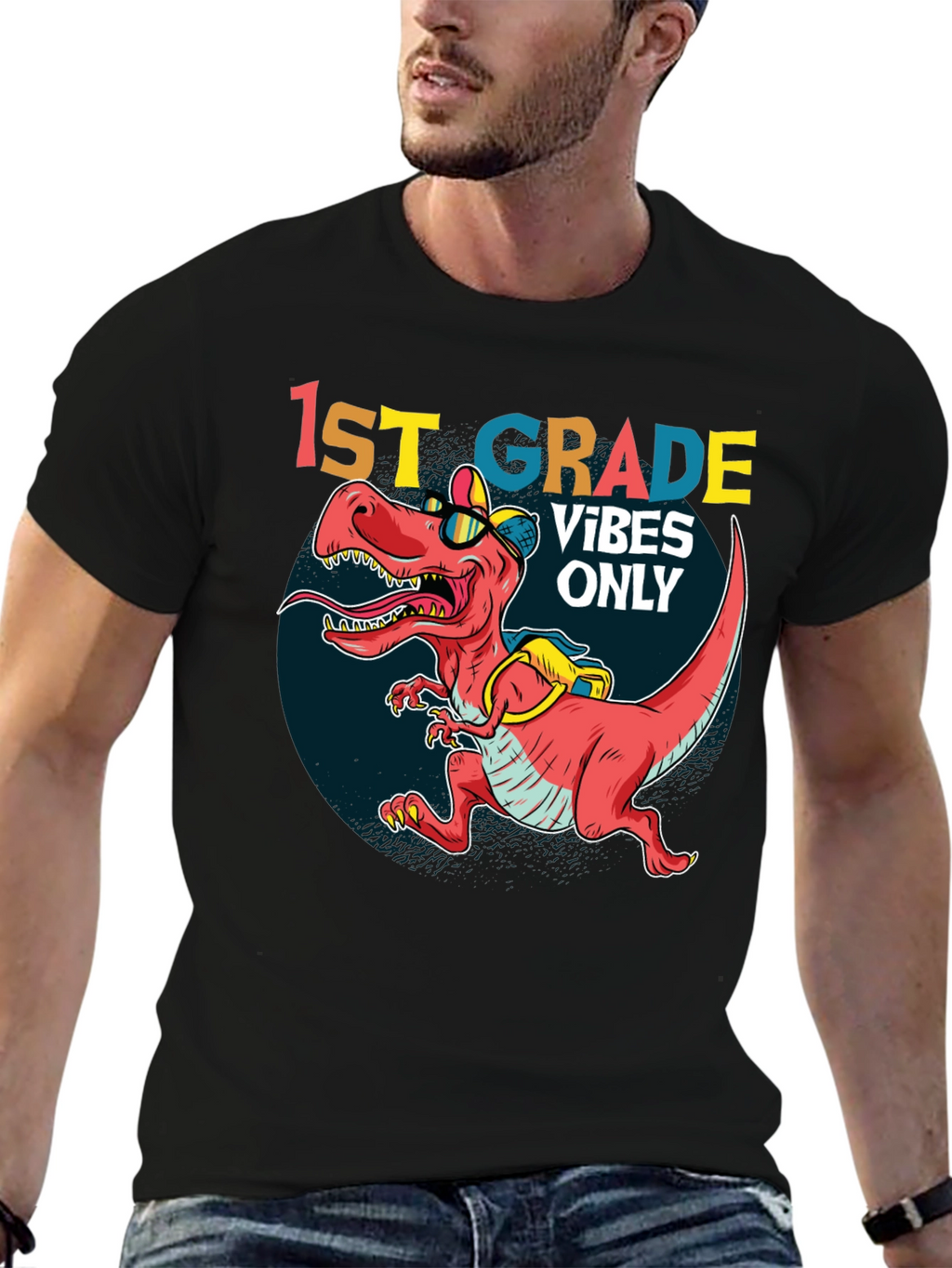 1st Grade Vibes Only T-Rex Tee
