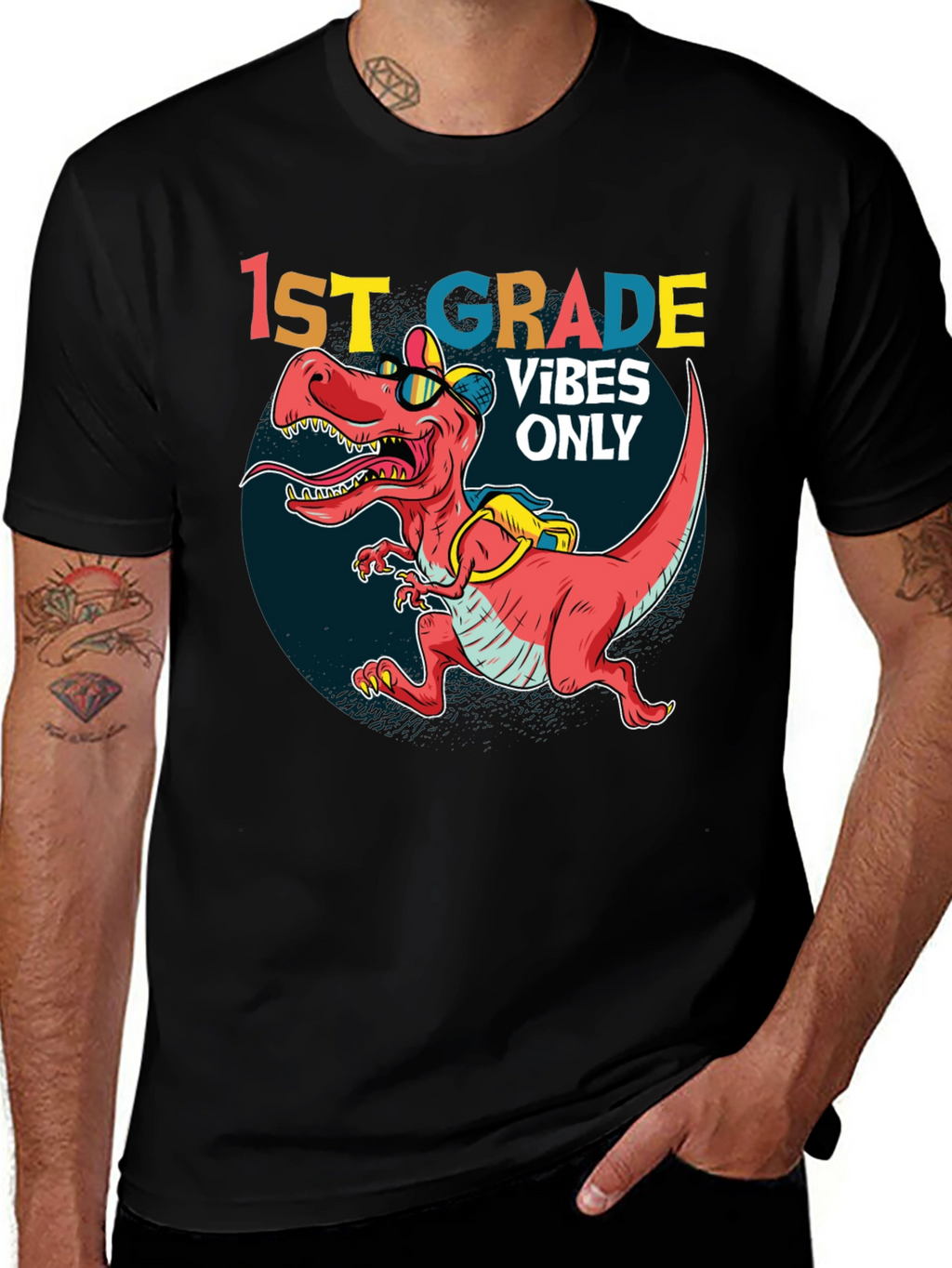 1st Grade Vibes Only T-Rex Tee