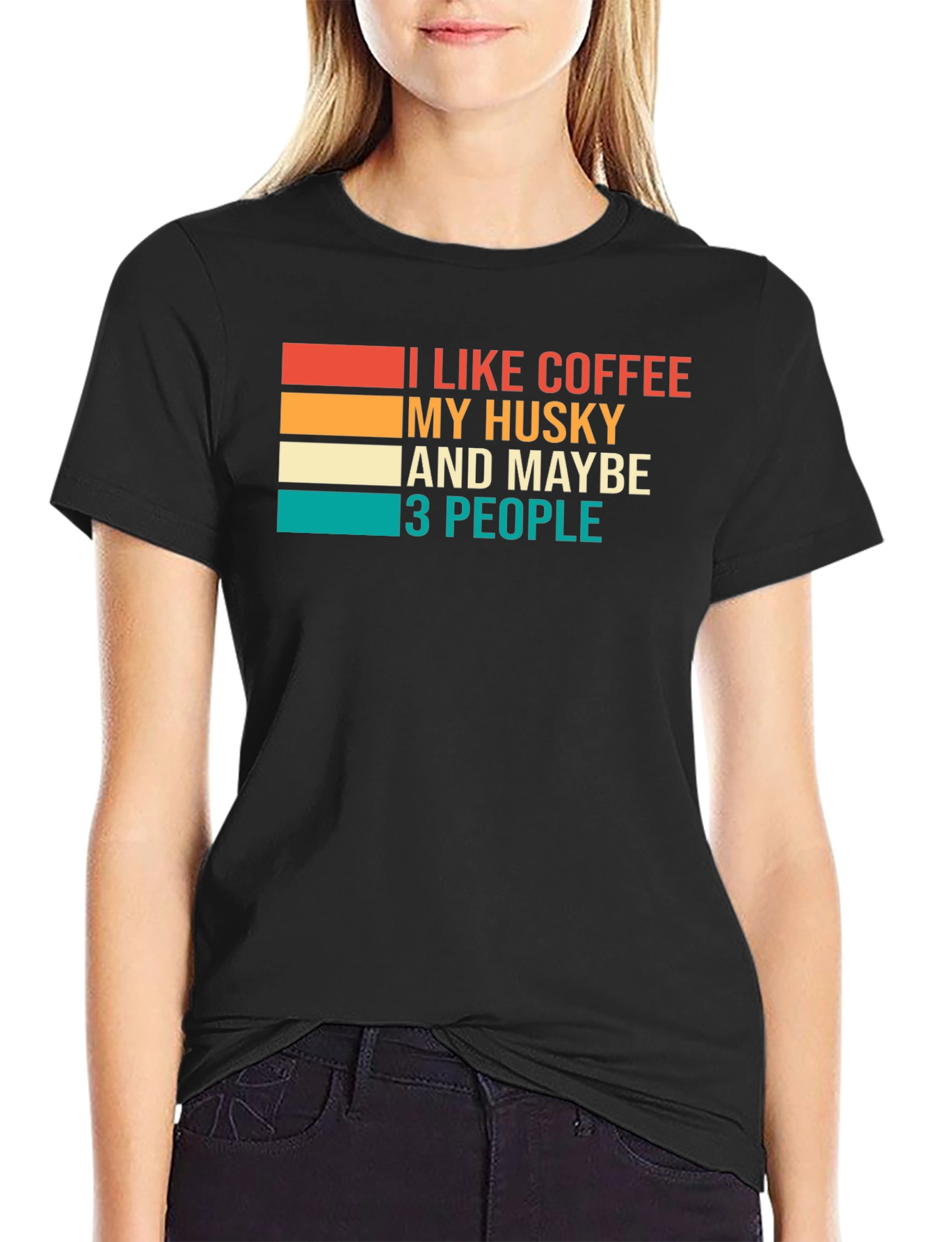Coffee Husky & People Graphic Tee