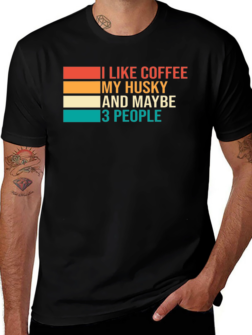 Coffee Husky & People Graphic Tee