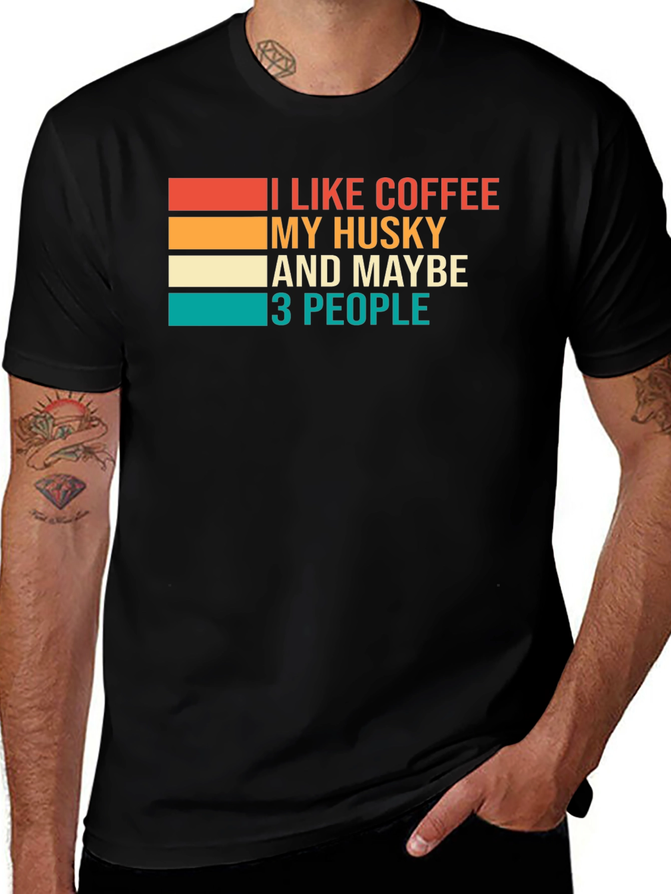 Coffee Husky & People Graphic Tee