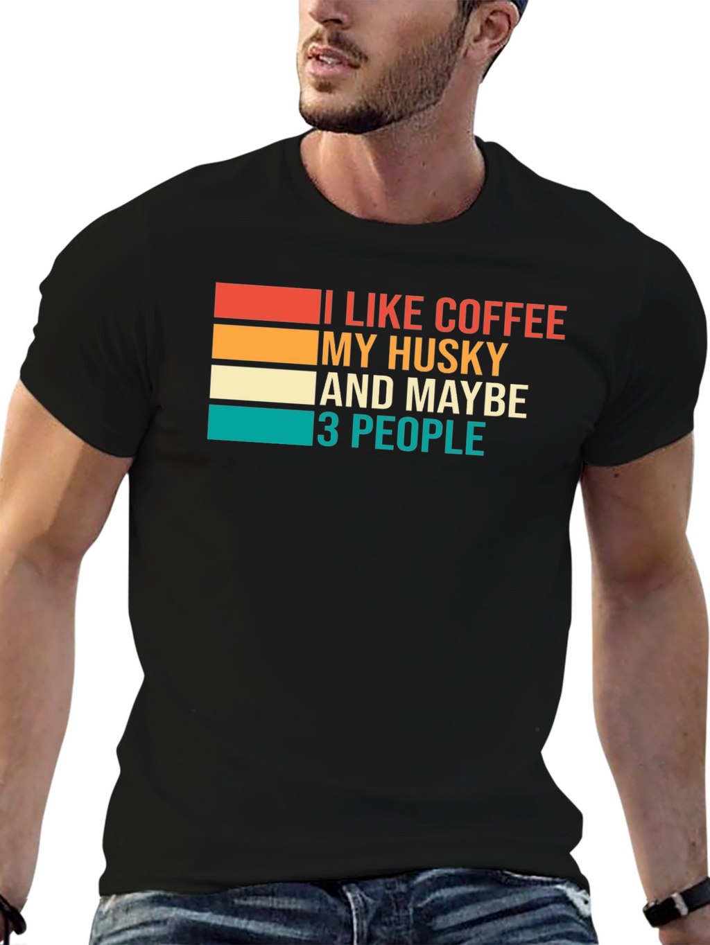 Coffee Husky & People Graphic Tee