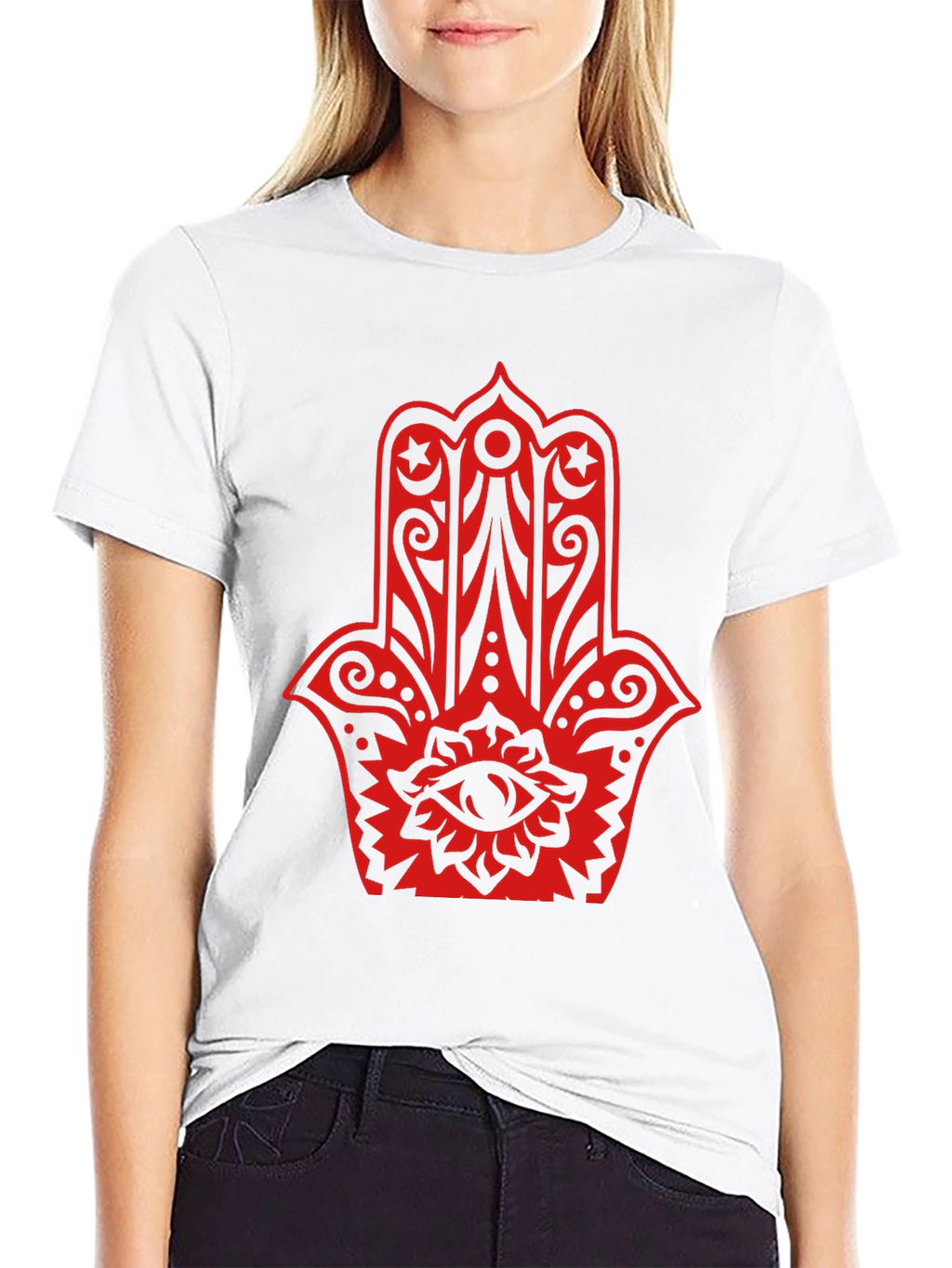 Red Hamsa Graphic Black T-Shirt