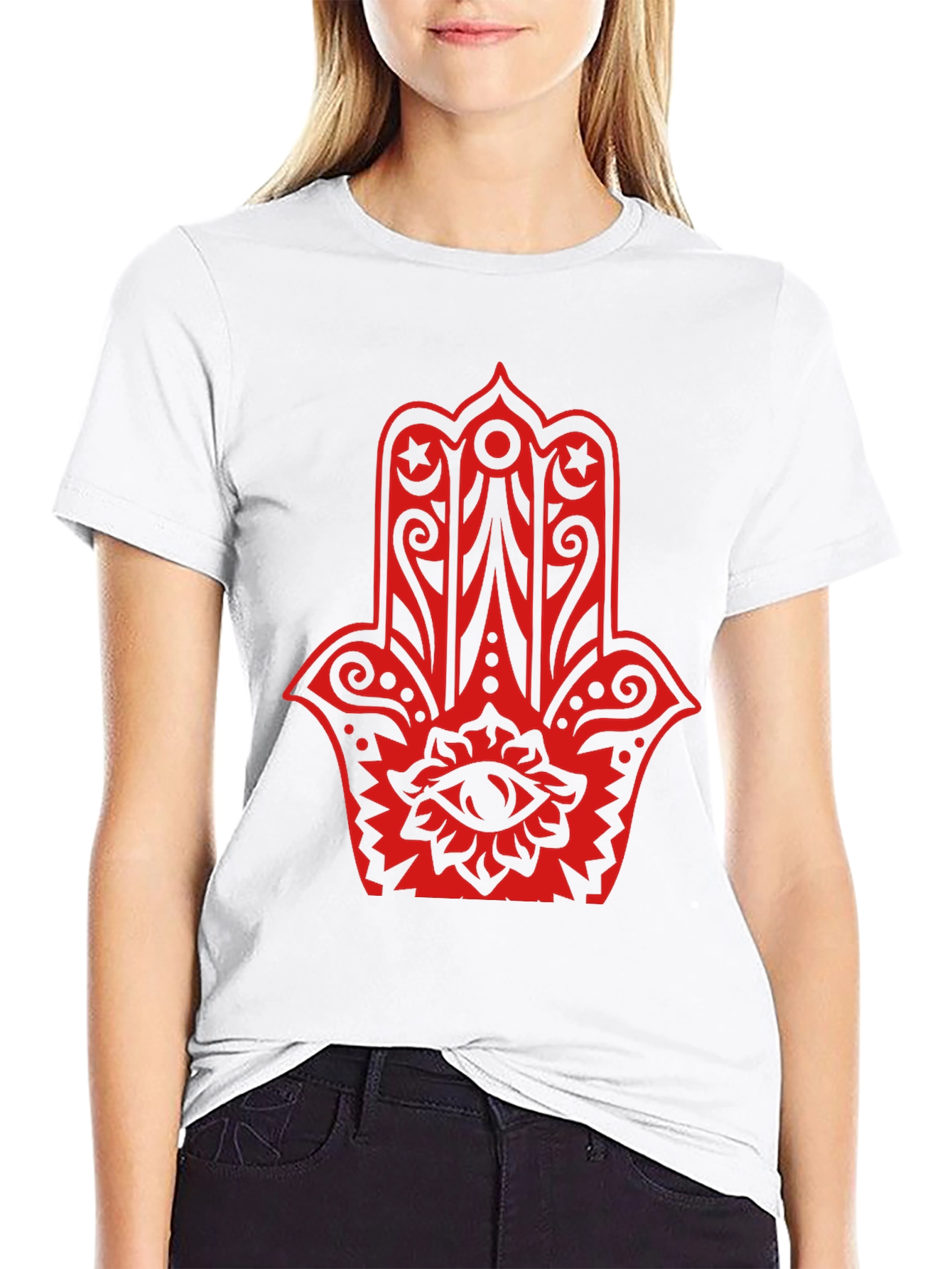 Red Hamsa Graphic Black T-Shirt