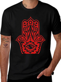 Red Hamsa Graphic Black T-Shirt