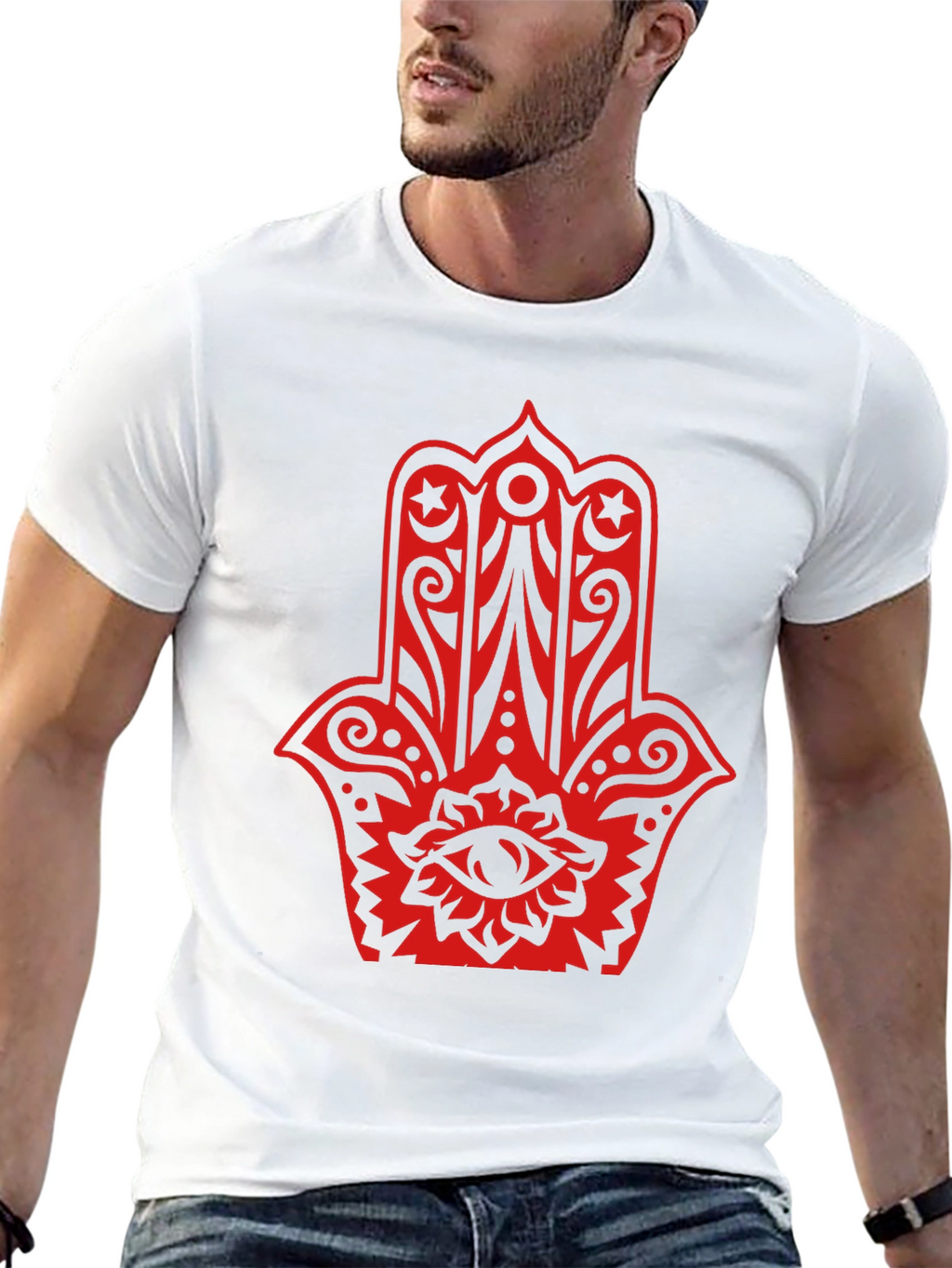 Red Hamsa Graphic Black T-Shirt