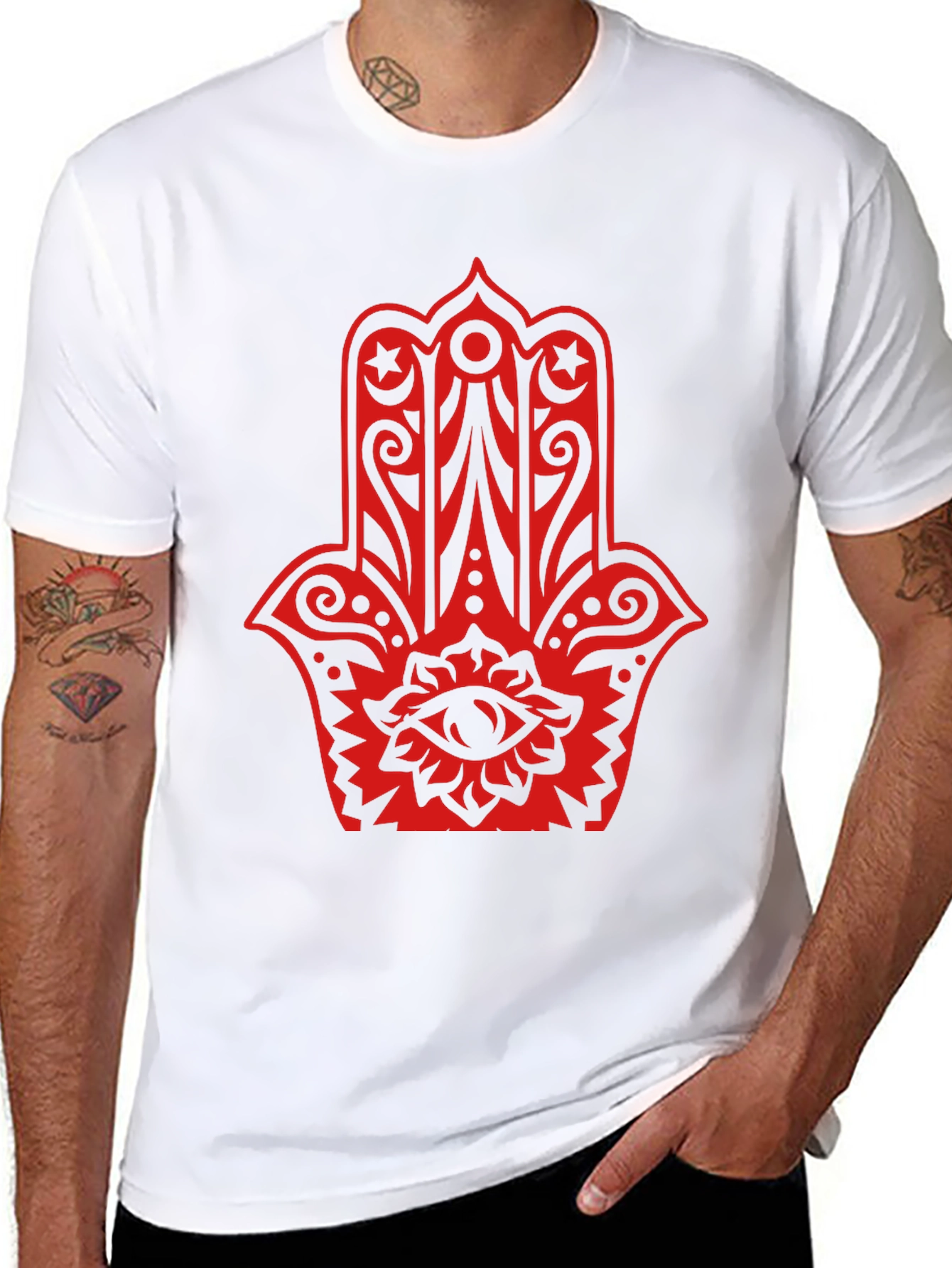 Red Hamsa Graphic Black T-Shirt