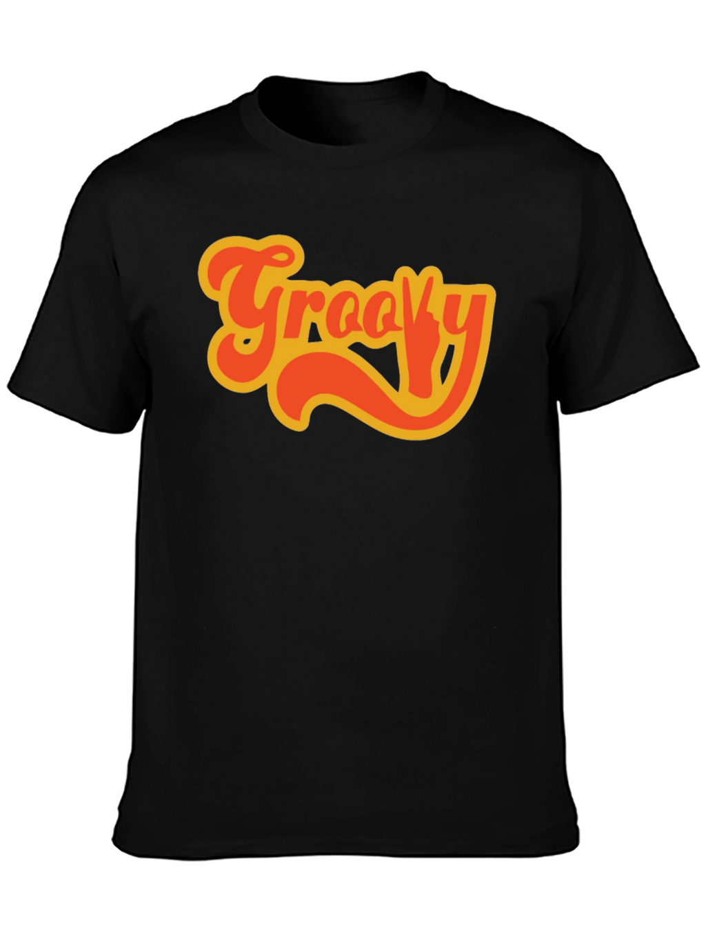 Groovy Retro Style Black T-Shirt