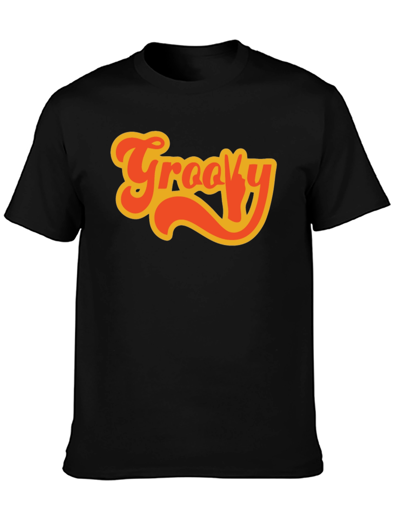 Groovy Retro Style Black T-Shirt