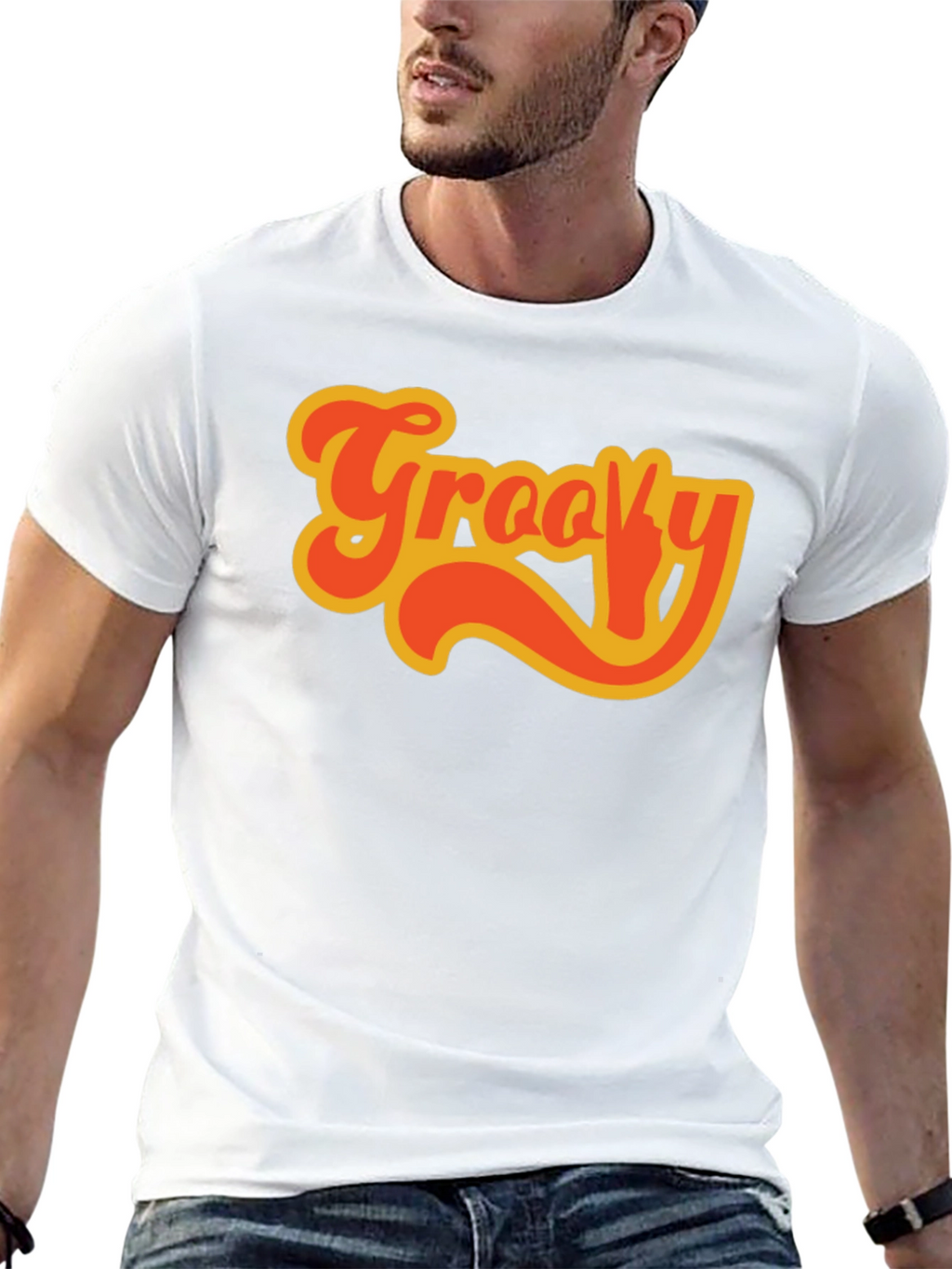 Groovy Retro Style Black T-Shirt