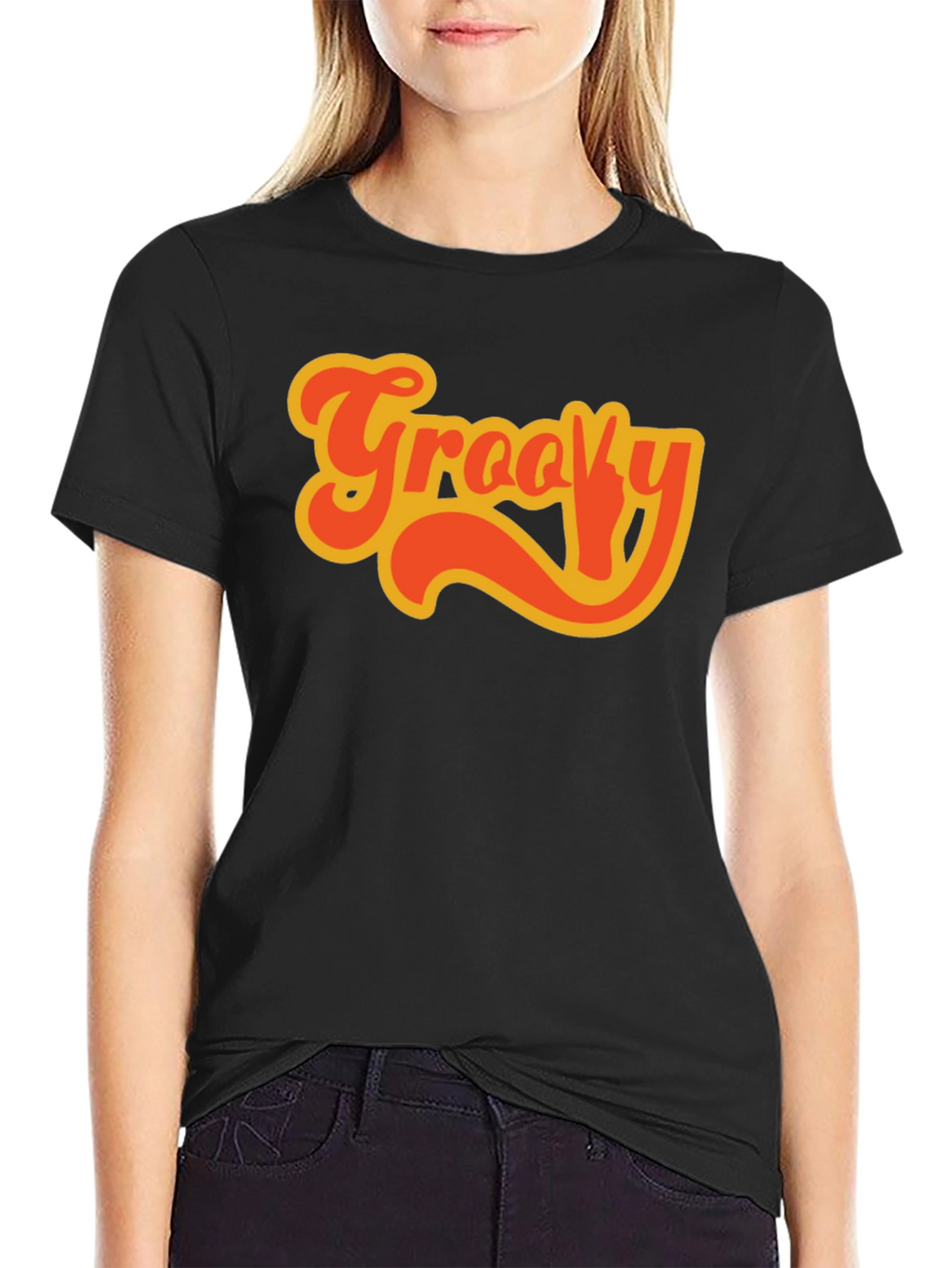 Groovy Retro Style Black T-Shirt