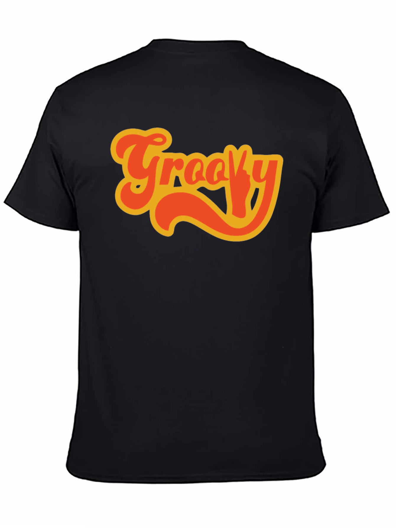 Groovy Retro Style Black T-Shirt