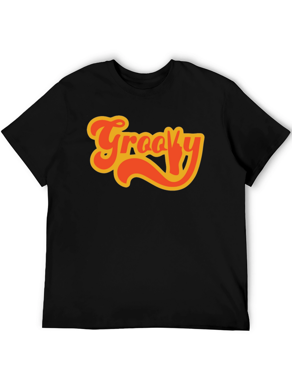 Groovy Retro Style Black T-Shirt