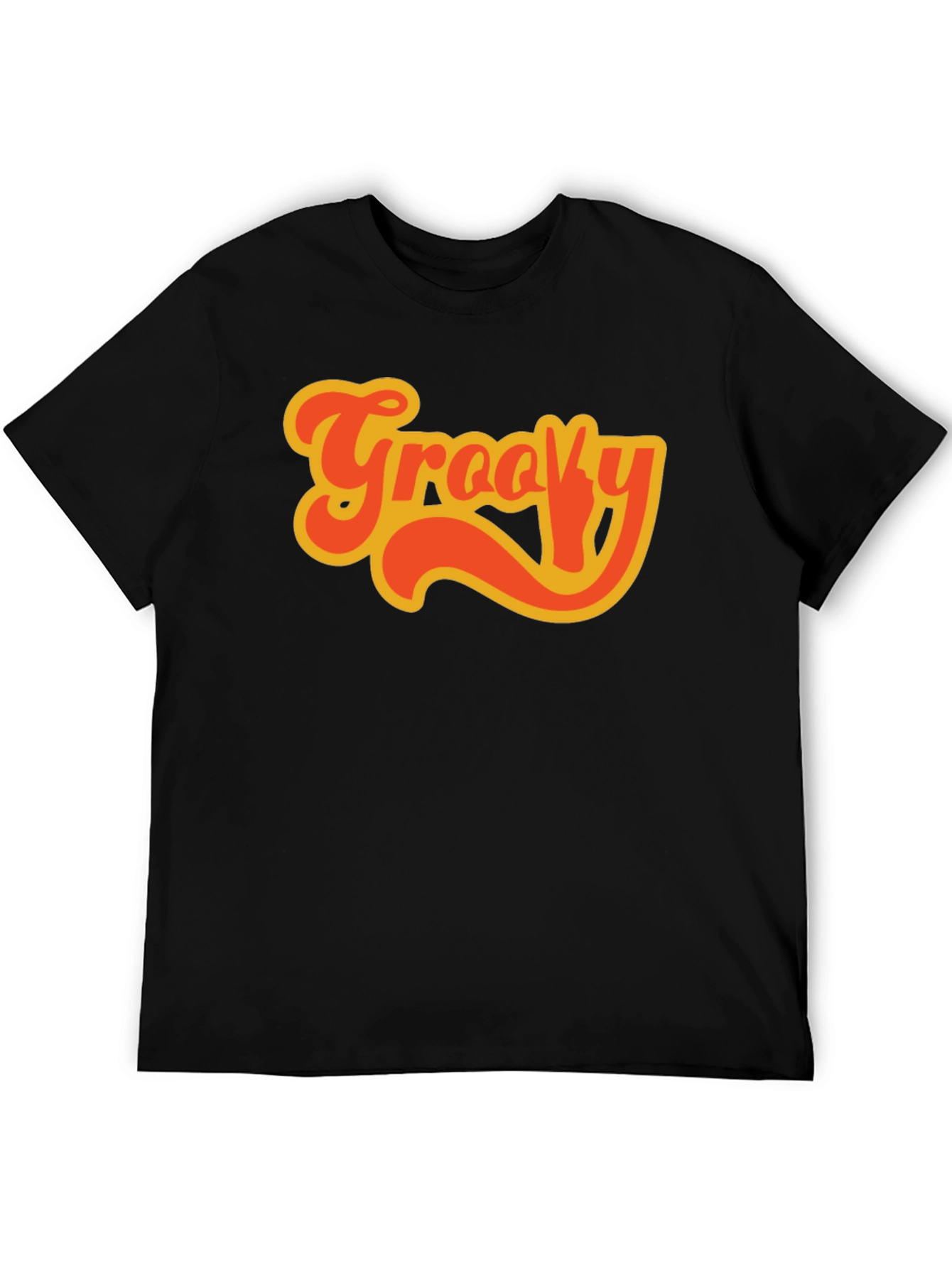 Groovy Retro Style Black T-Shirt
