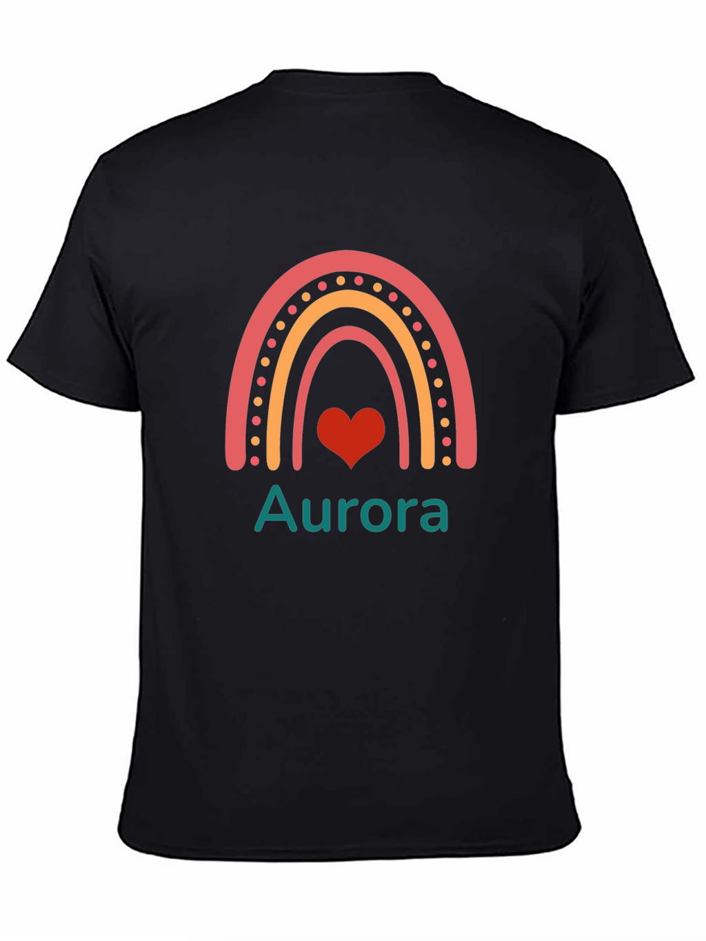 Aurora Rainbow Heart Graphic Black T-Shirt