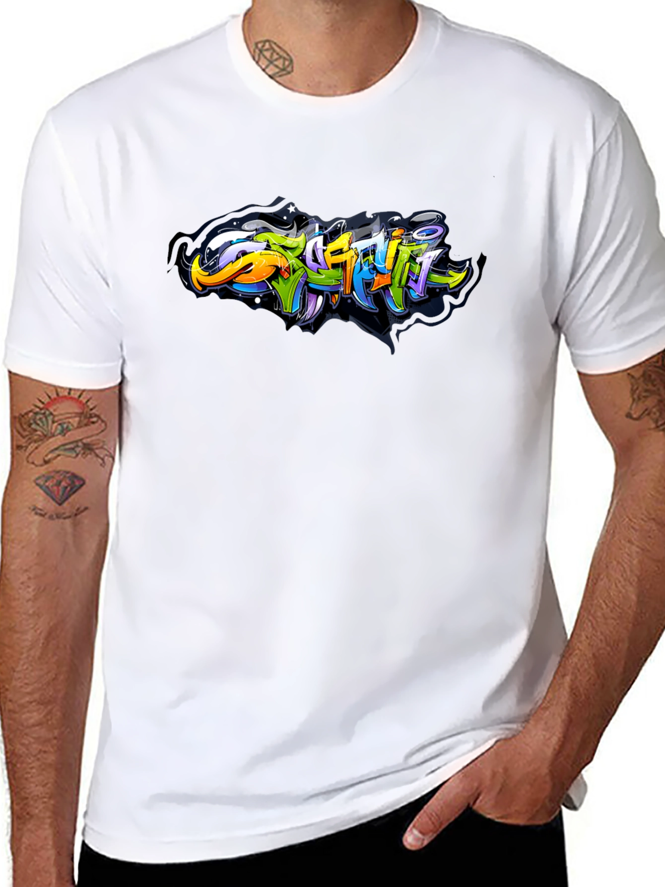 Urban Graffiti Art Black T-Shirt