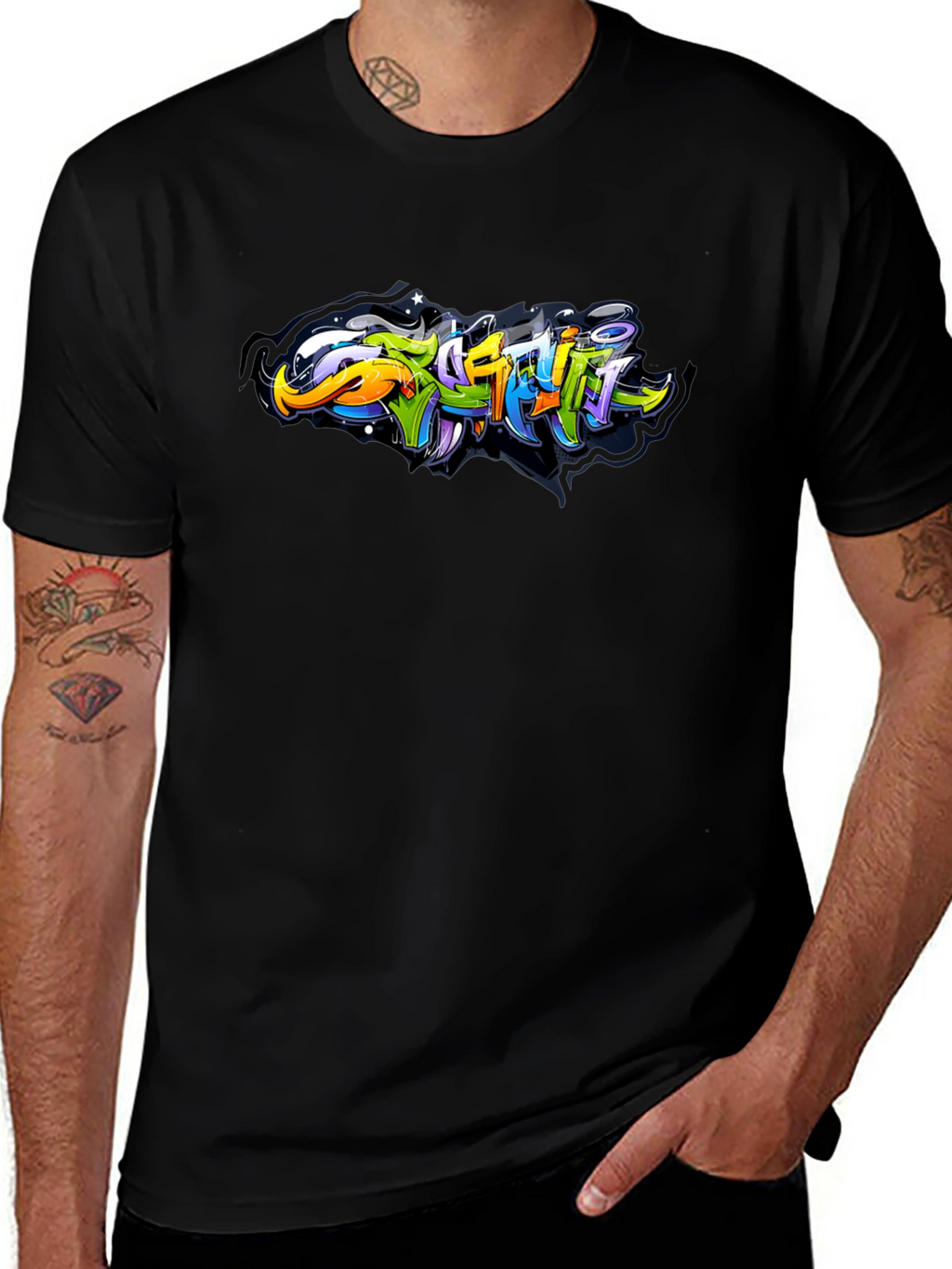 Urban Graffiti Art Black T-Shirt
