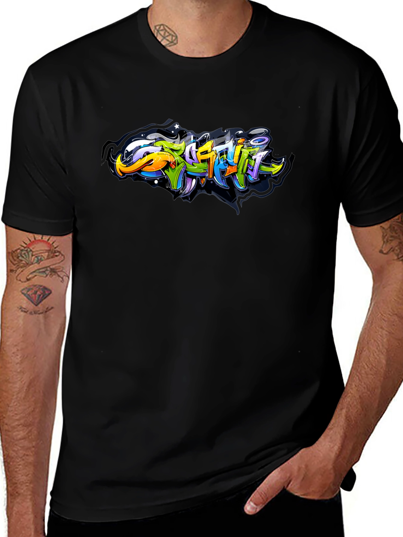 Urban Graffiti Art Black T-Shirt