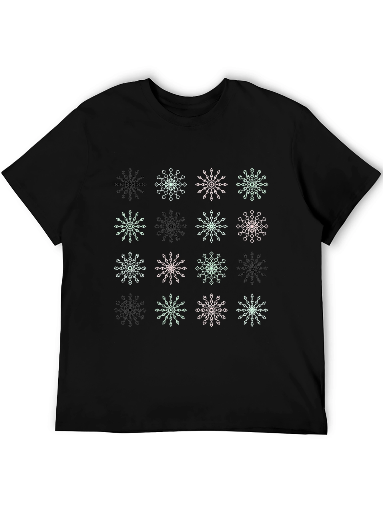 Snowflake Pattern Black T-Shirt