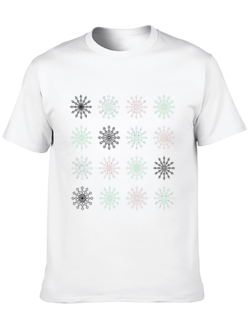 Snowflake Pattern Black T-Shirt