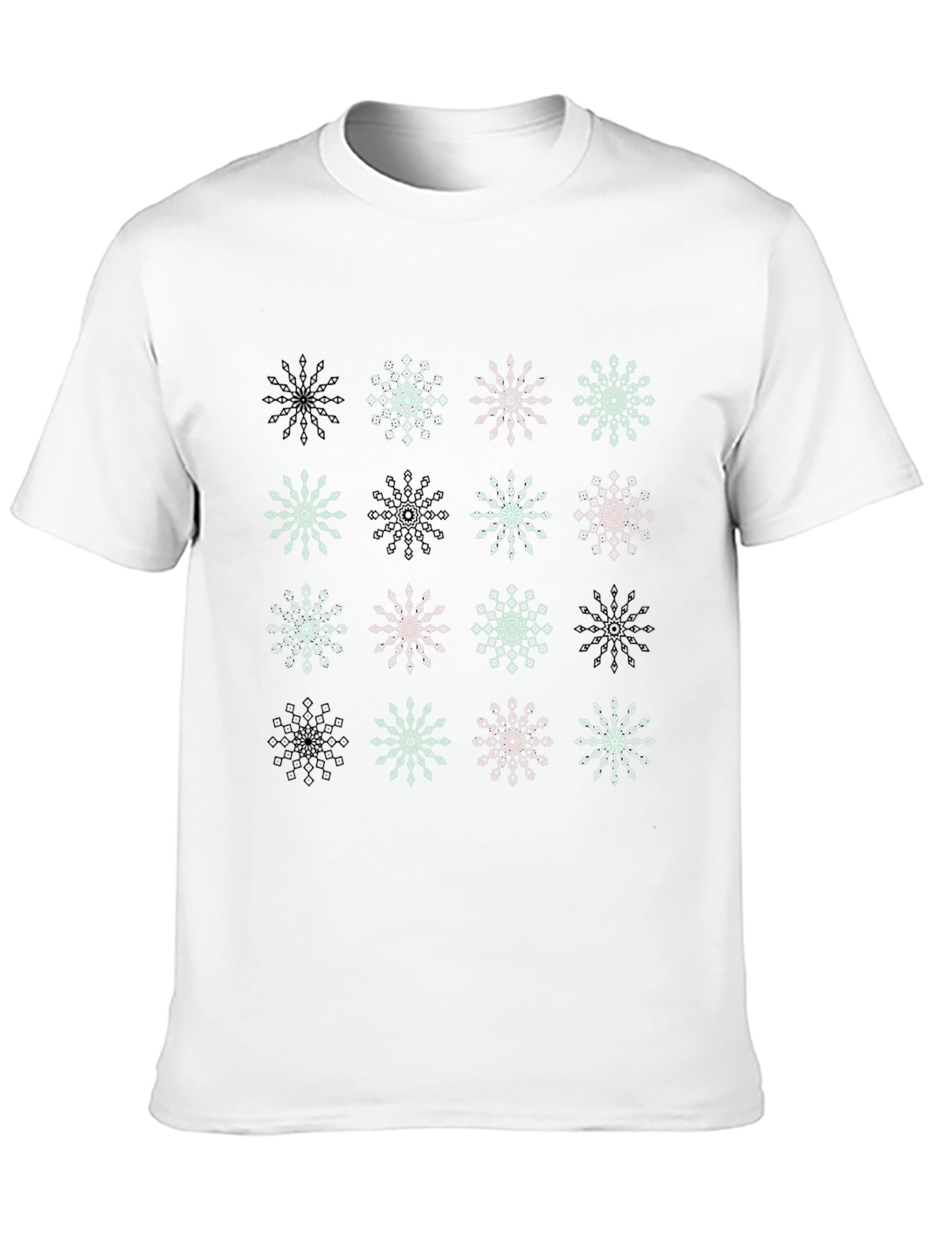 Snowflake Pattern Black T-Shirt