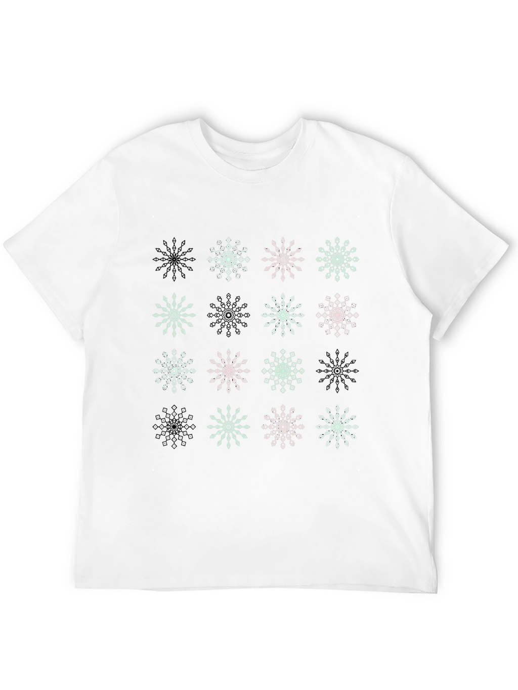 Snowflake Pattern Black T-Shirt