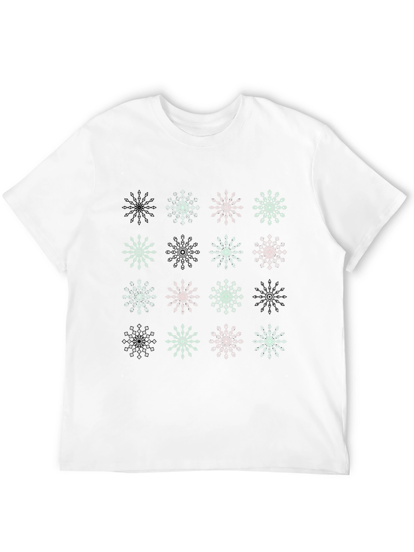 Snowflake Pattern Black T-Shirt
