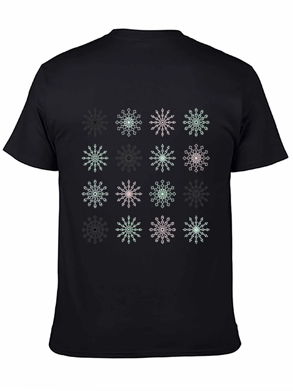 Snowflake Pattern Black T-Shirt