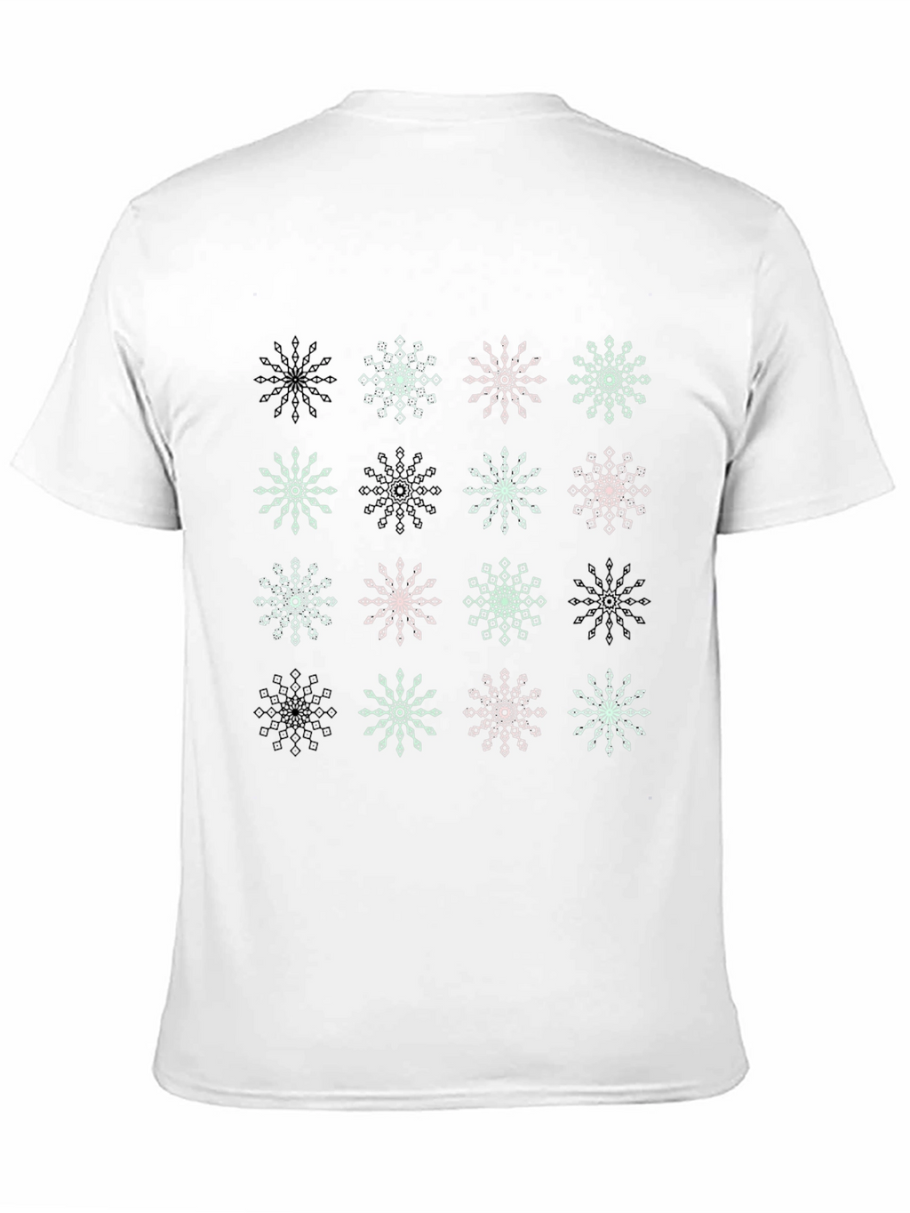 Snowflake Pattern Black T-Shirt