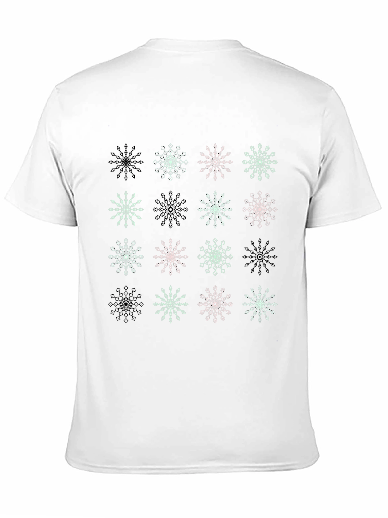 Snowflake Pattern Black T-Shirt
