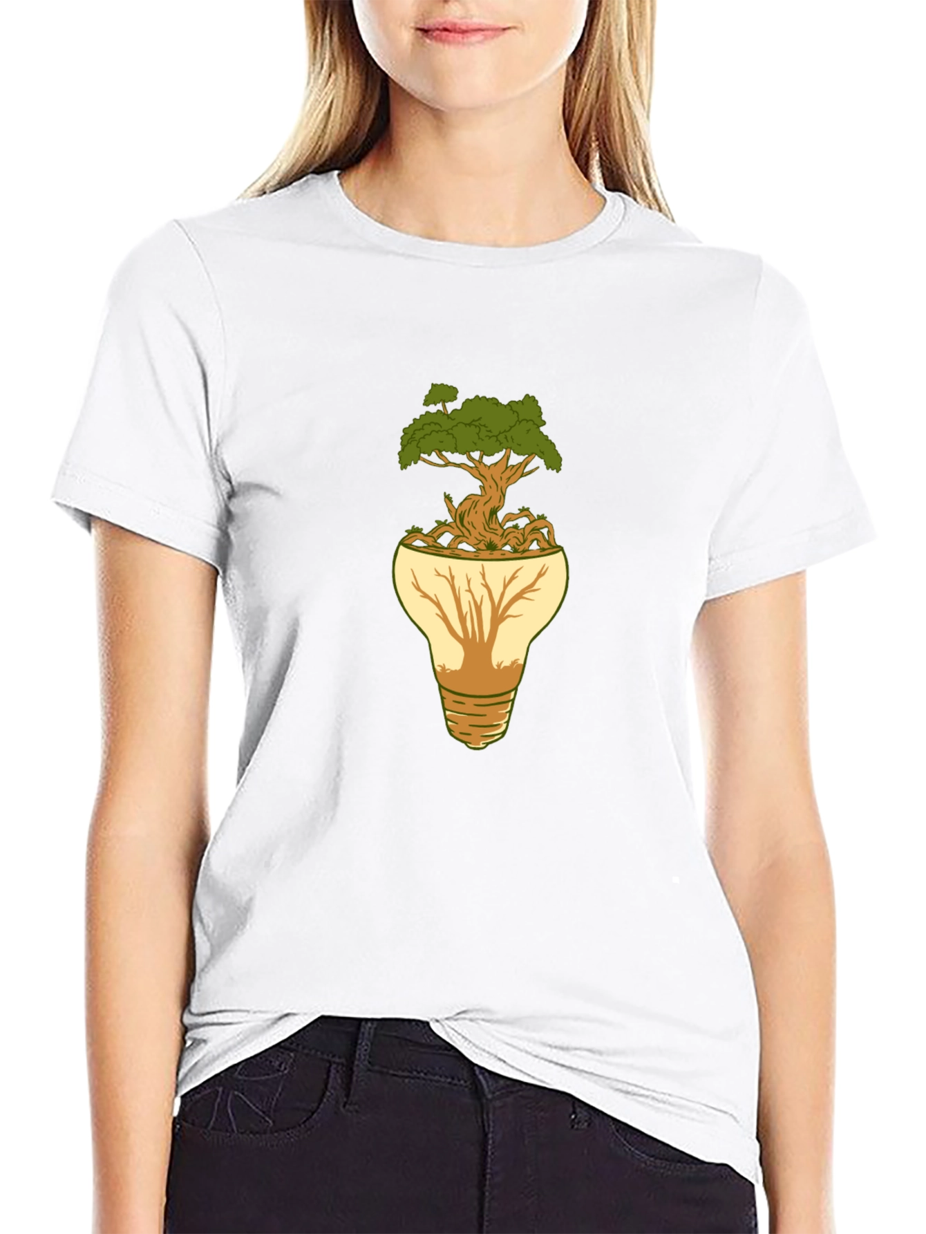 Eco-Friendly Tree Bulb Graphic T-Shirt