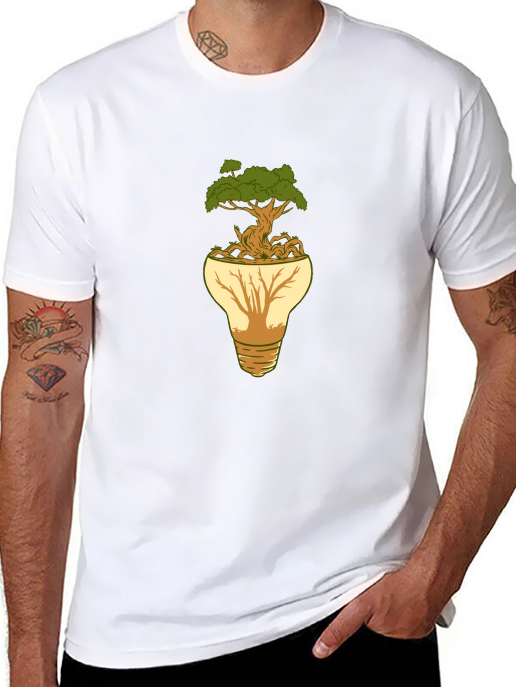 Eco-Friendly Tree Bulb Graphic T-Shirt