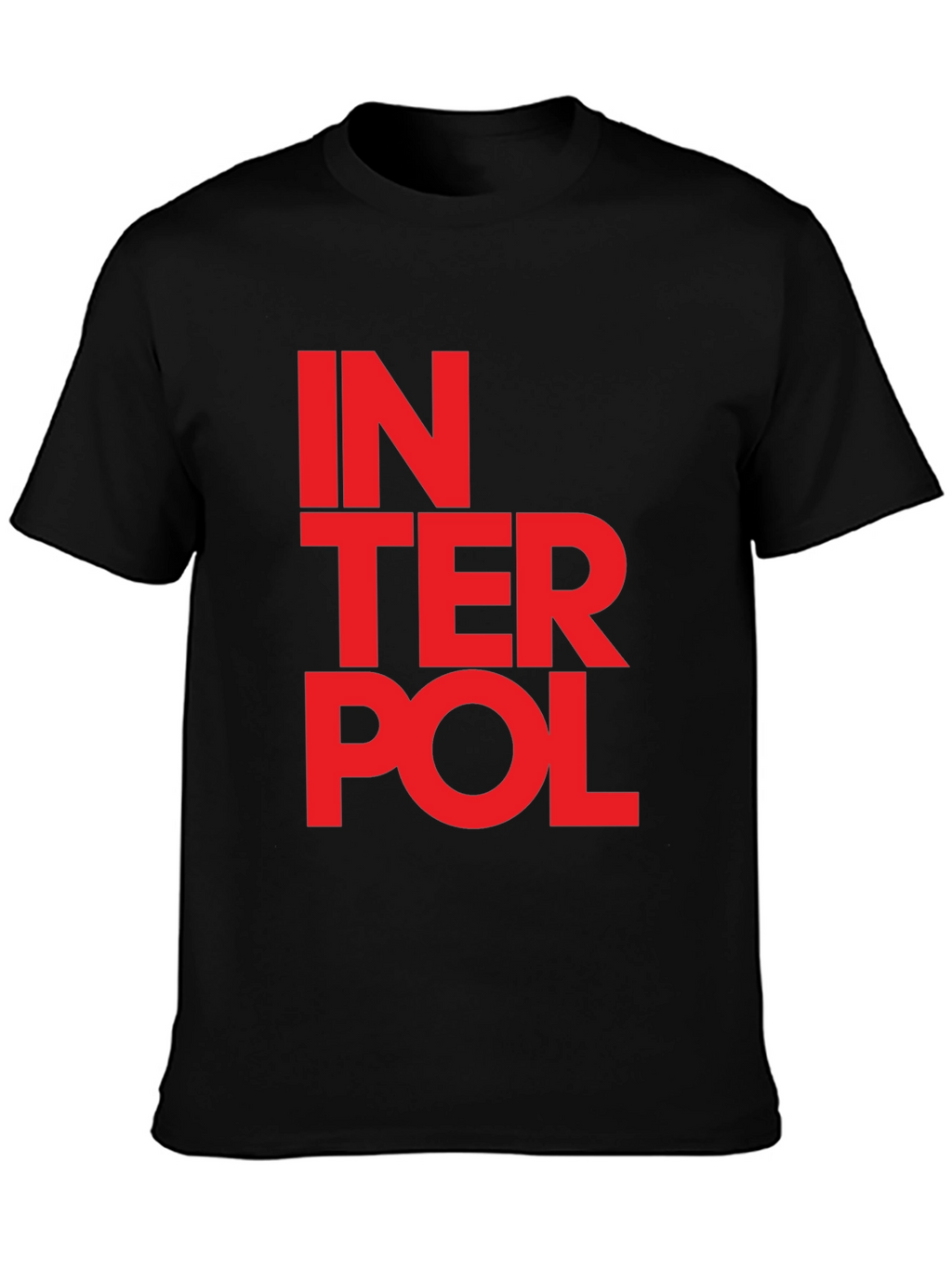 Interpol Graphic T-Shirt - Bold Red Text on Black