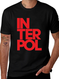 Interpol Graphic T-Shirt - Bold Red Text on Black