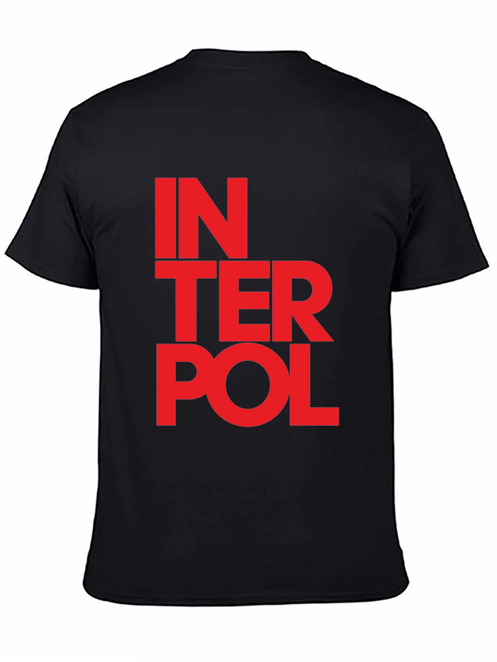 Interpol Graphic T-Shirt - Bold Red Text on Black