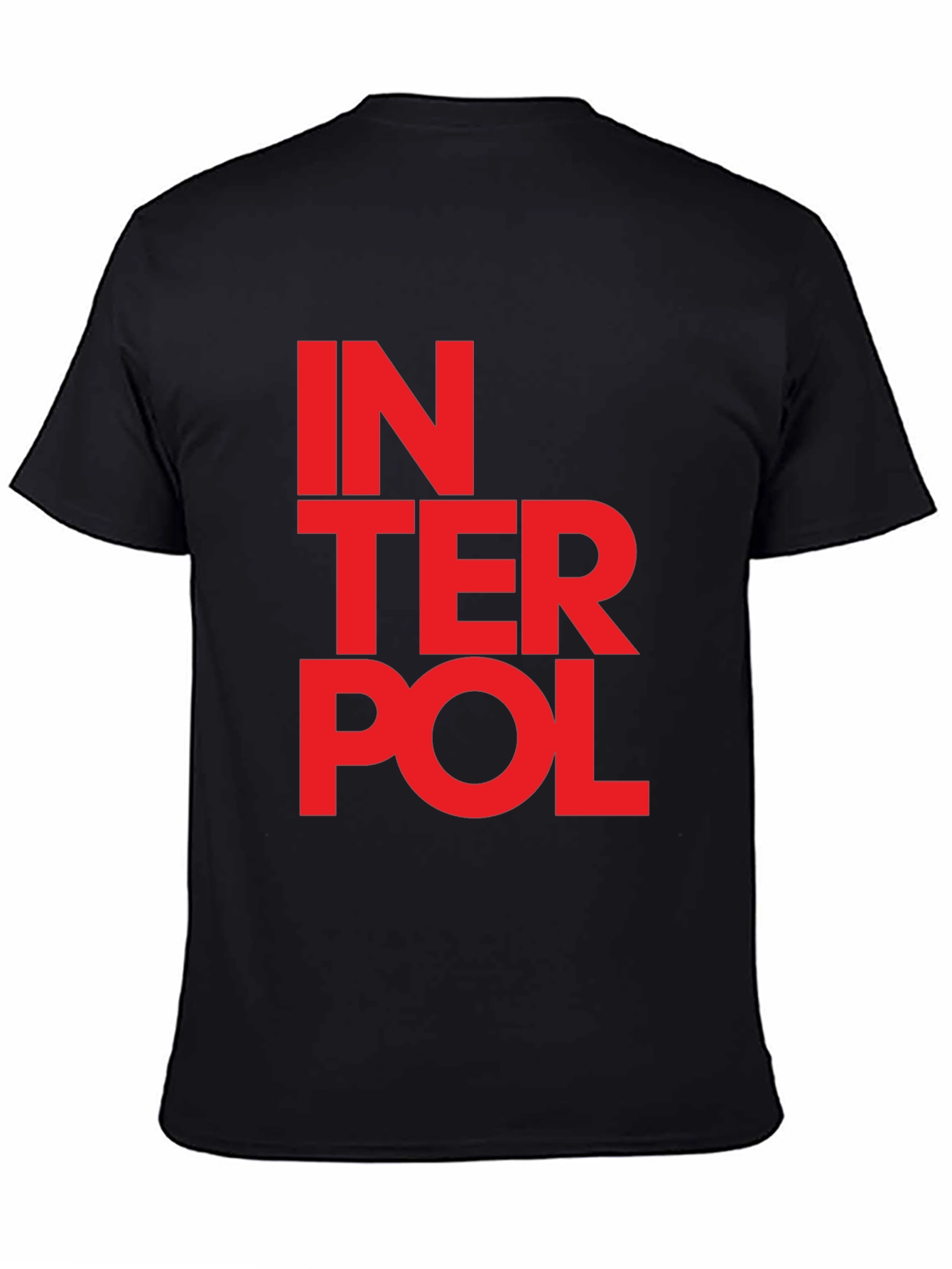 Interpol Graphic T-Shirt - Bold Red Text on Black