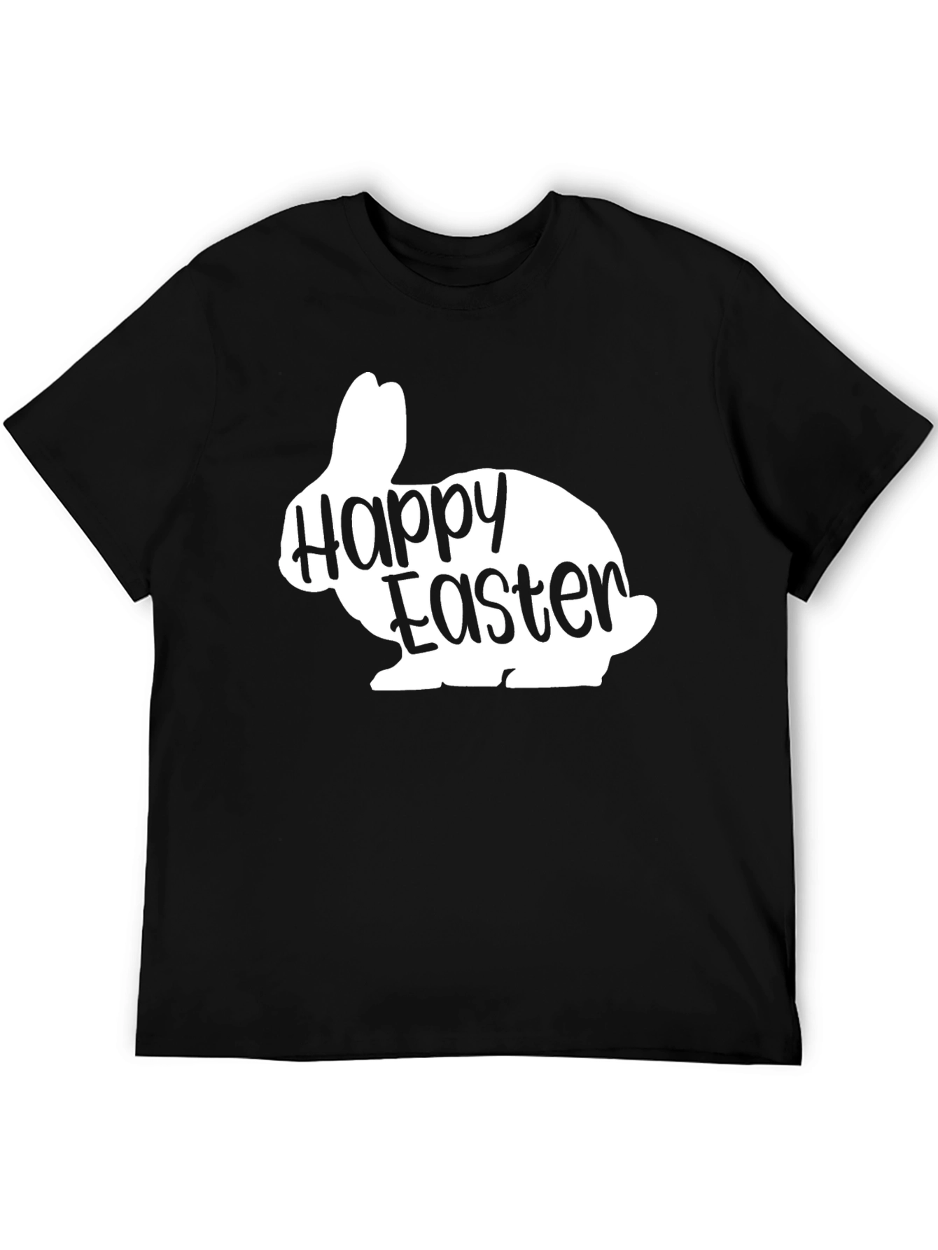 Happy Easter Bunny Silhouette Black T-Shirt