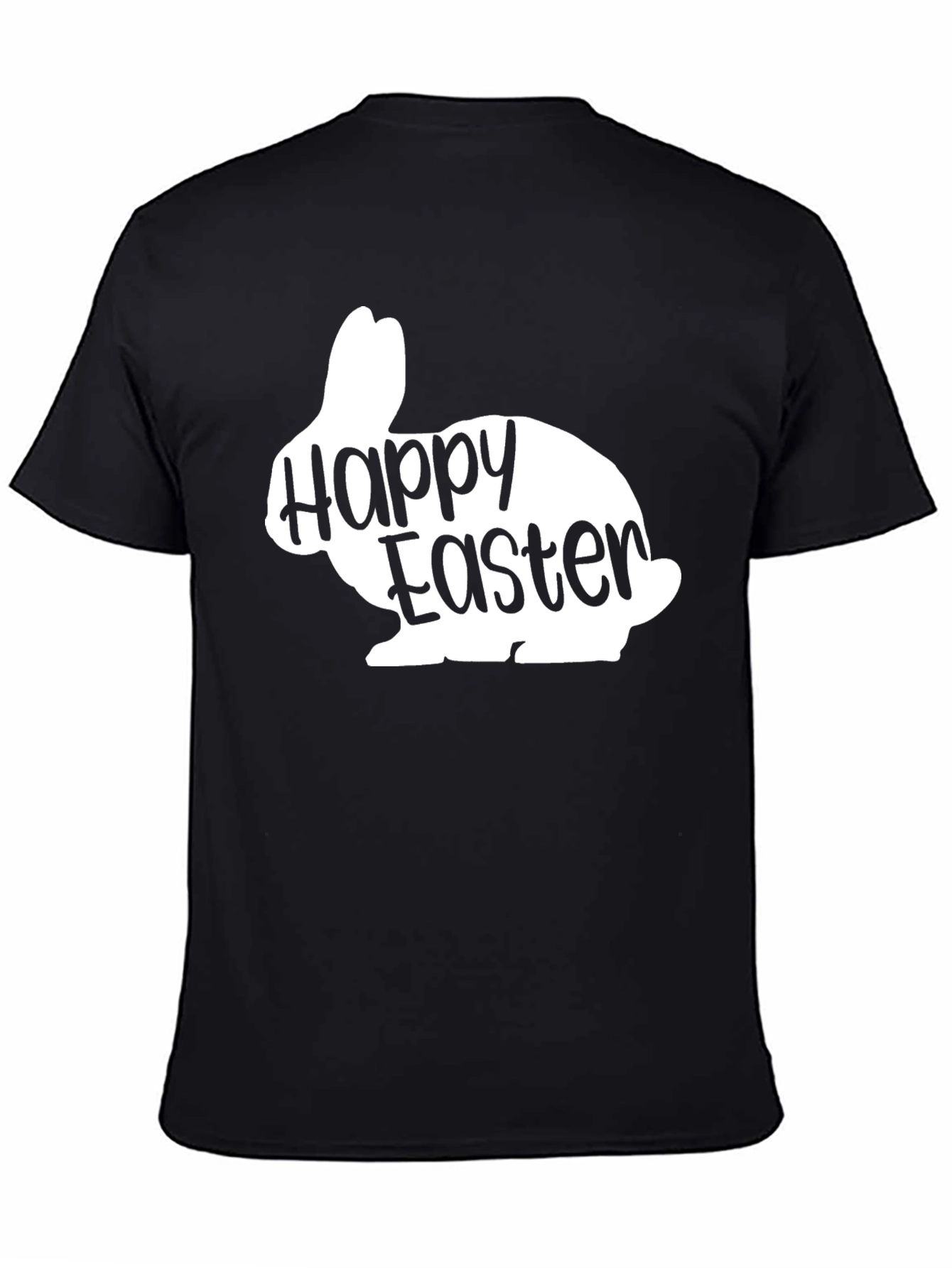 Happy Easter Bunny Silhouette Black T-Shirt